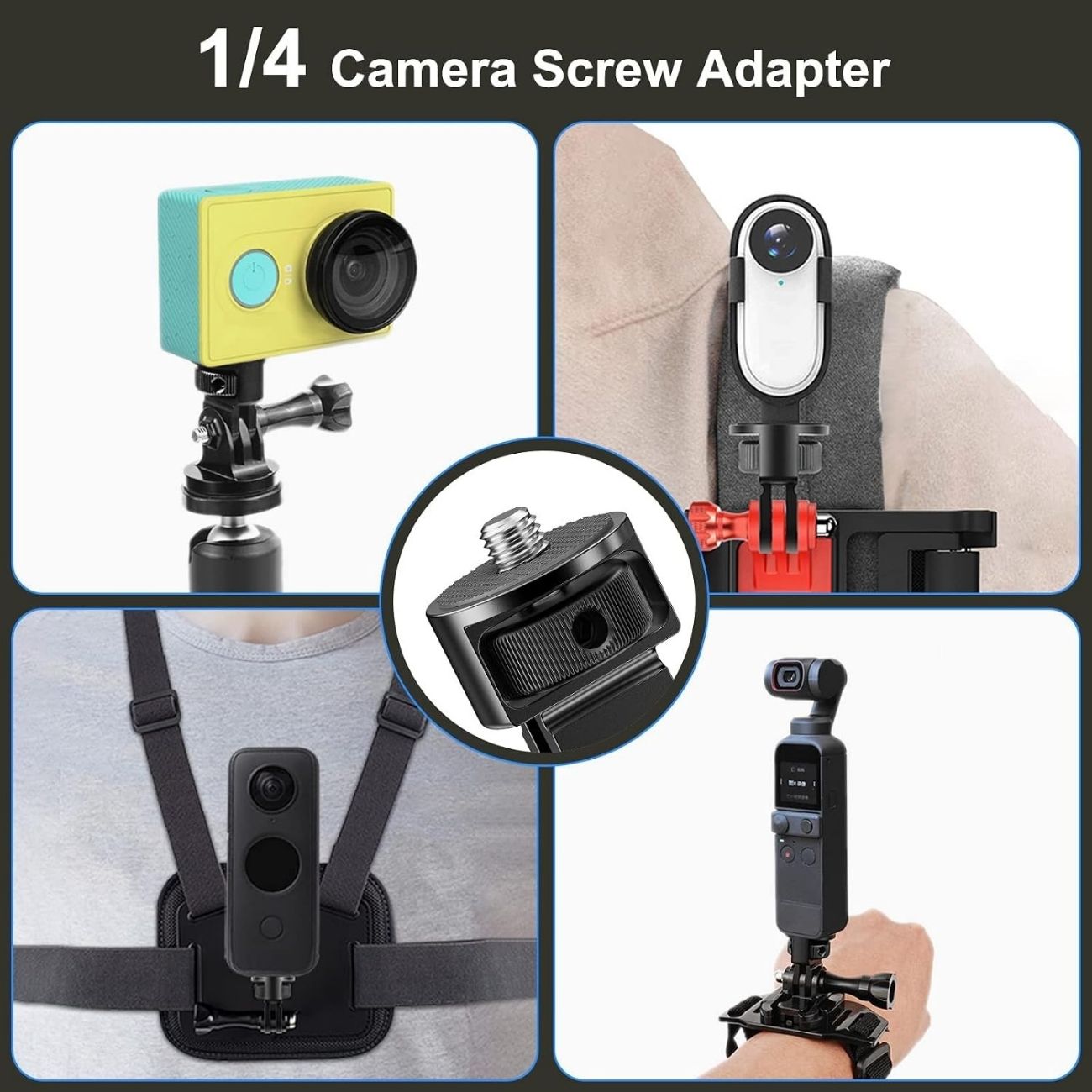 نمای کاربردی آداپتور تبدیل پایه eWINNER 2PCS Camera Tripod Mount Adapter 360° with 1/4-20 Screw