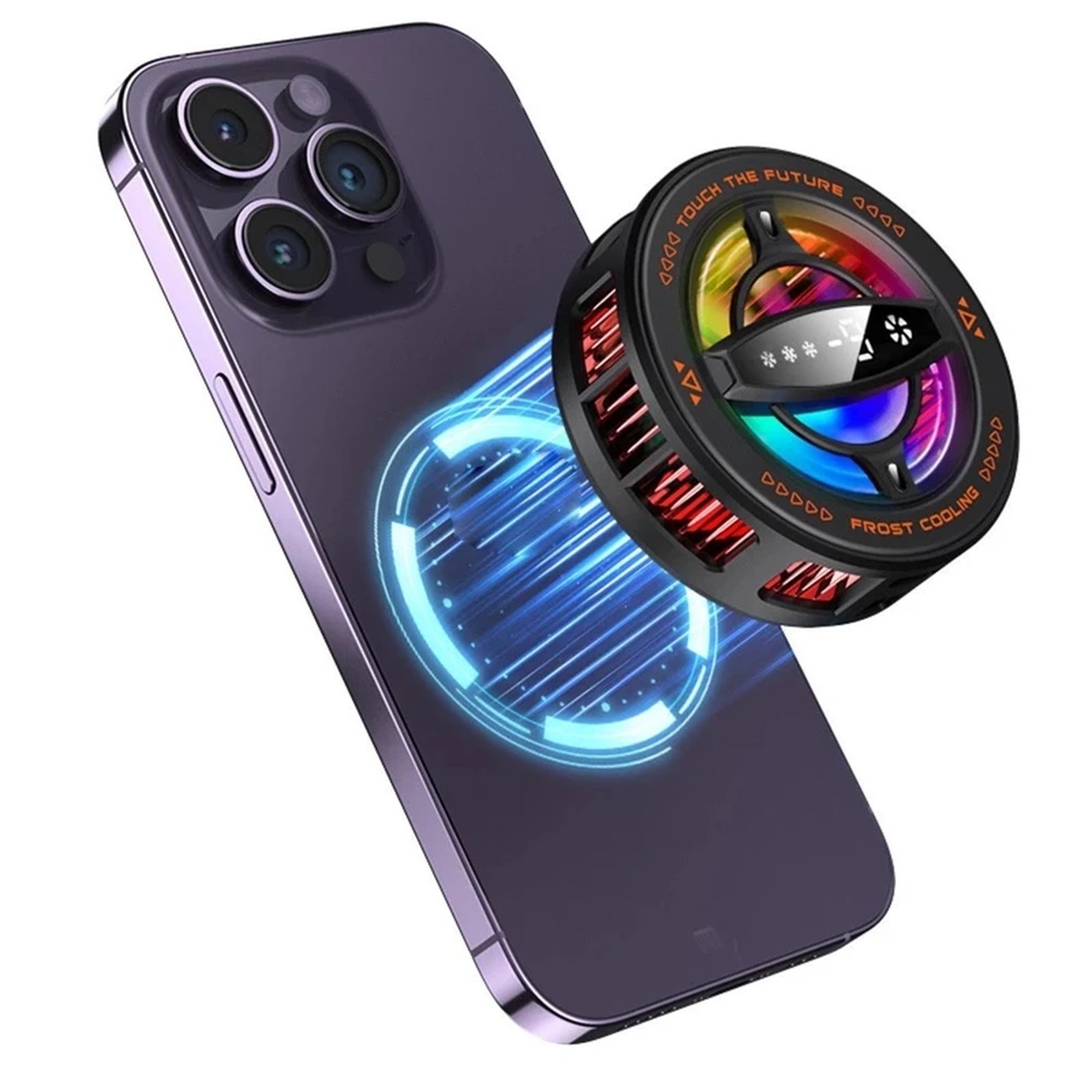 عکس در حال استفاده از فن خنک کننده موبایل K-26 Mobile Cooling Fan