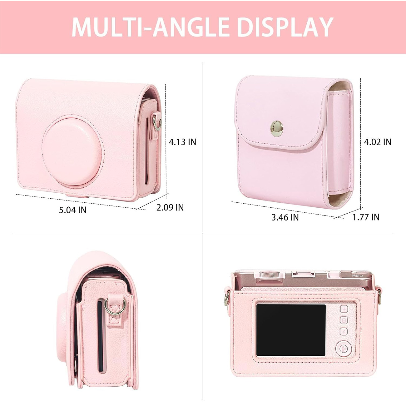 اندازه کیف محافظ دوربین صورتی Fujifilm Instax Mini Evo Camera Protective Bag