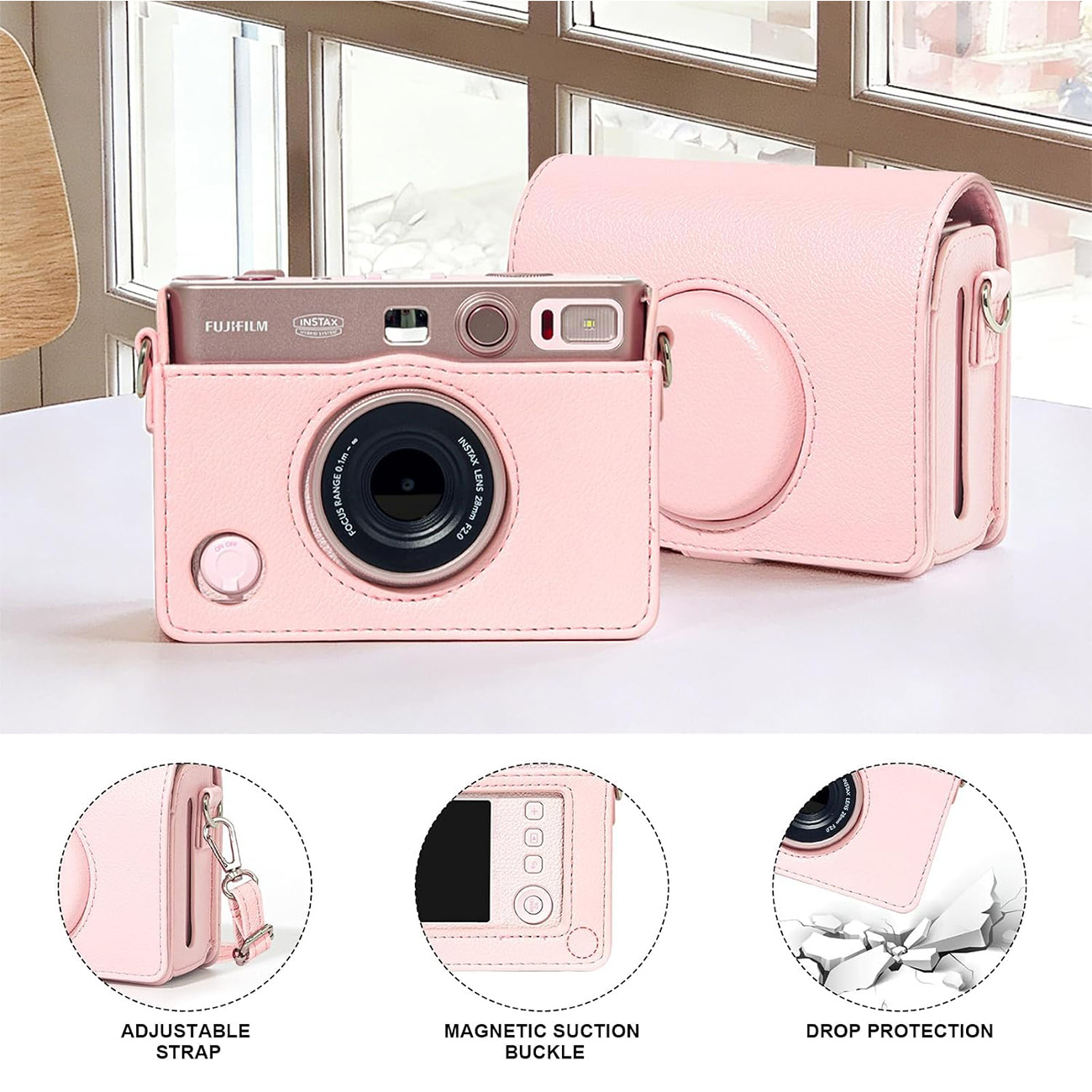 کیف محافظ دوربین صورتی Fujifilm Instax Mini Evo Camera Protective Bag