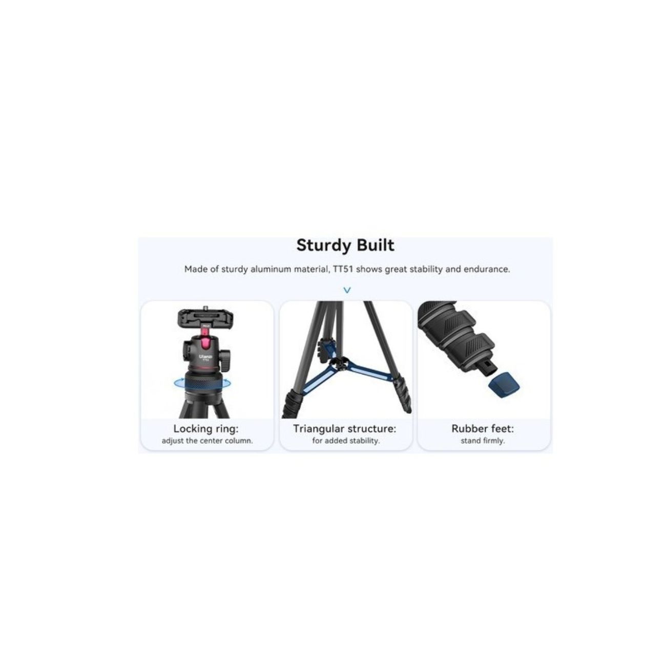 نمای جوانب مختلف سه پایه موبایل اولانزی Ulanzi TT51 Portable Tripod