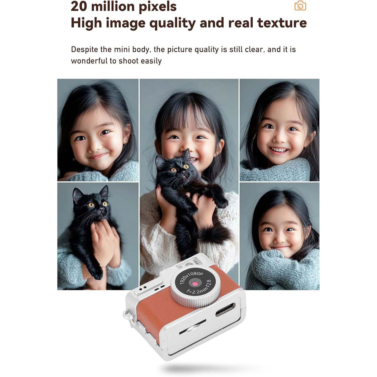 نمای توضیحات دوربین دیجیتال Mini Retro Digital Camera 1080P FHD Keychain Cam