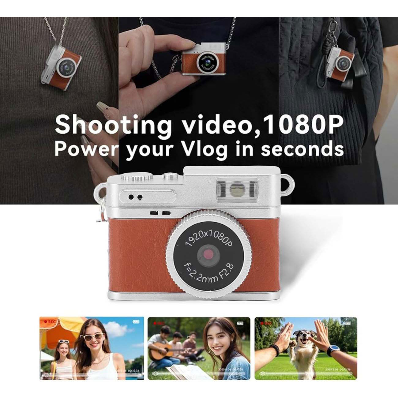 نمای کاربردی دوربین دیجیتال Mini Retro Digital Camera 1080P FHD Keychain Cam