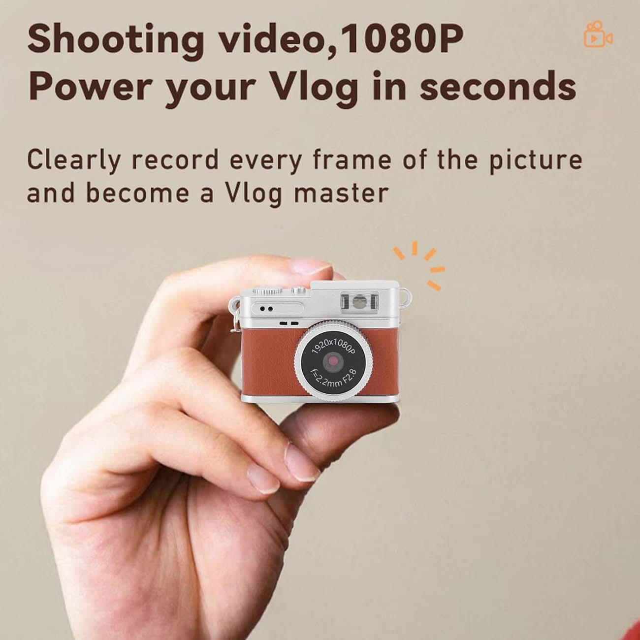 نمای کاربردی از دوربین دیجیتال جاکلیدی Mini Retro Digital Camera 1080P FHD Keychain Cam