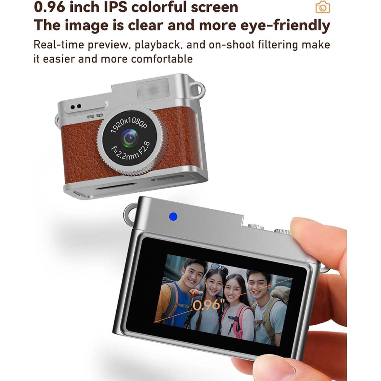 نمای توضیحات دوربین جاکلیدی دیجیتال Mini Retro Digital Camera 1080P FHD Keychain Cam