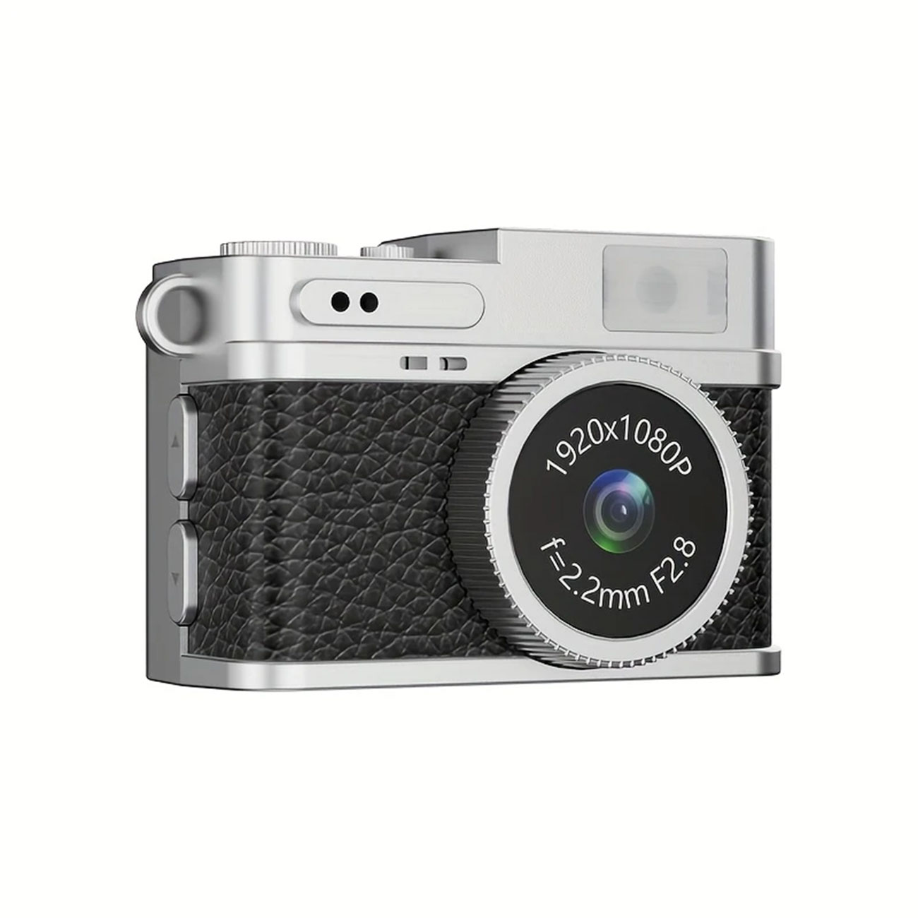 نمای جانبی دوربین دیجیتال مشکی Mini Retro Digital Camera 1080P FHD Keychain Cam