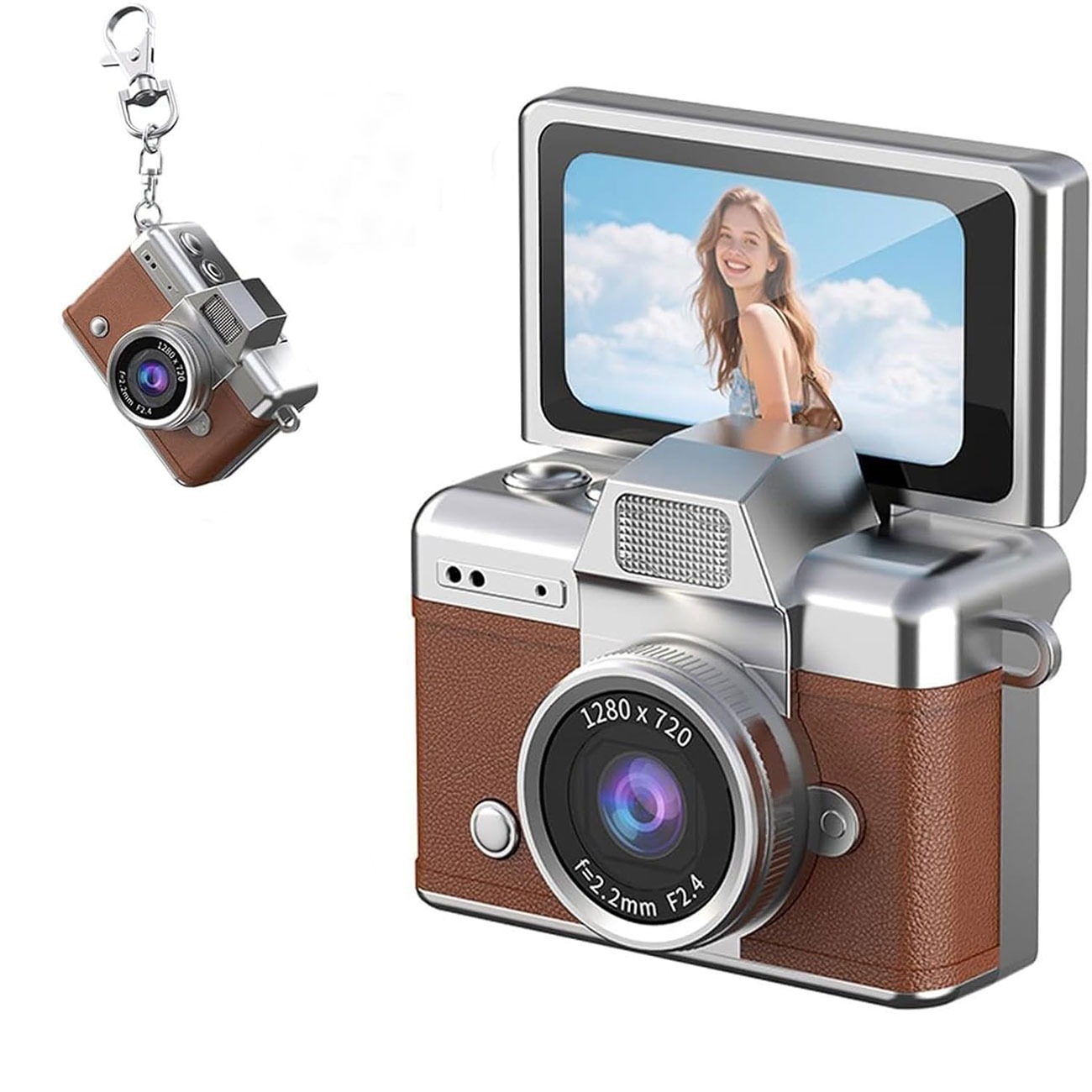 دوربین دیجیتال مینی Vintage Compact Keychain Display Mini Digital Camera