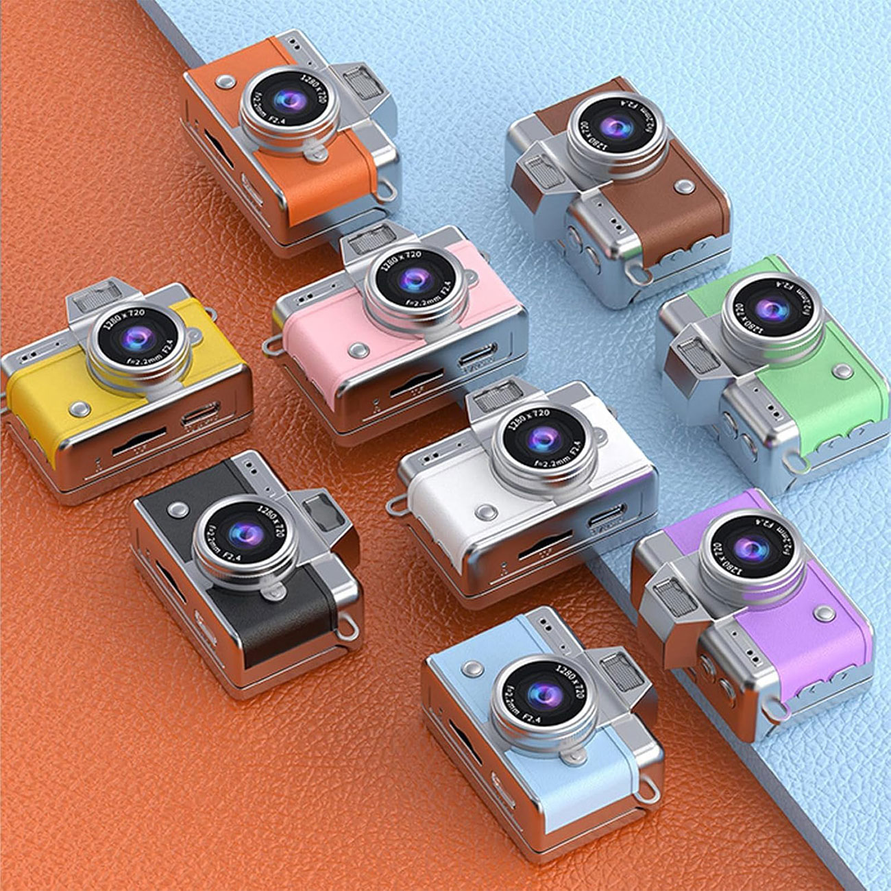 نمای رنگبندی دوربین دیجیتال مینی Vintage Compact Keychain Display Mini Digital Camera