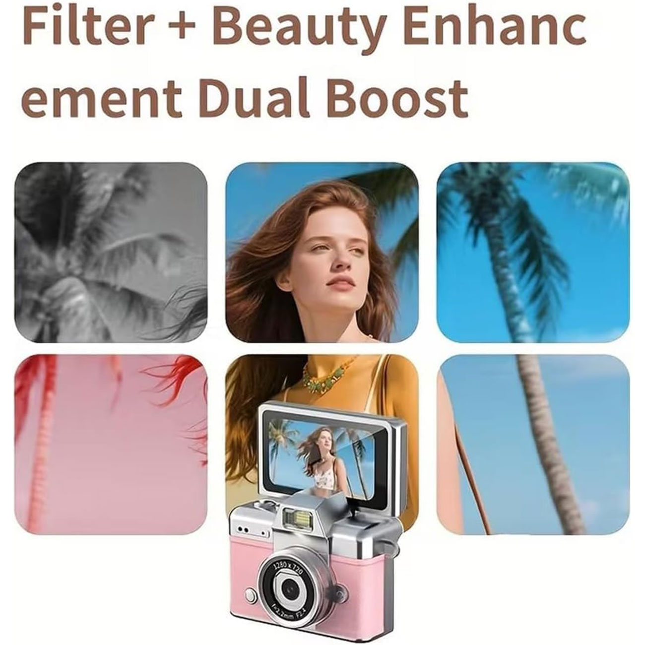 نمای کاربردی از دوربین دیجیتال مینی Vintage Compact Keychain Display Mini Digital Camera
