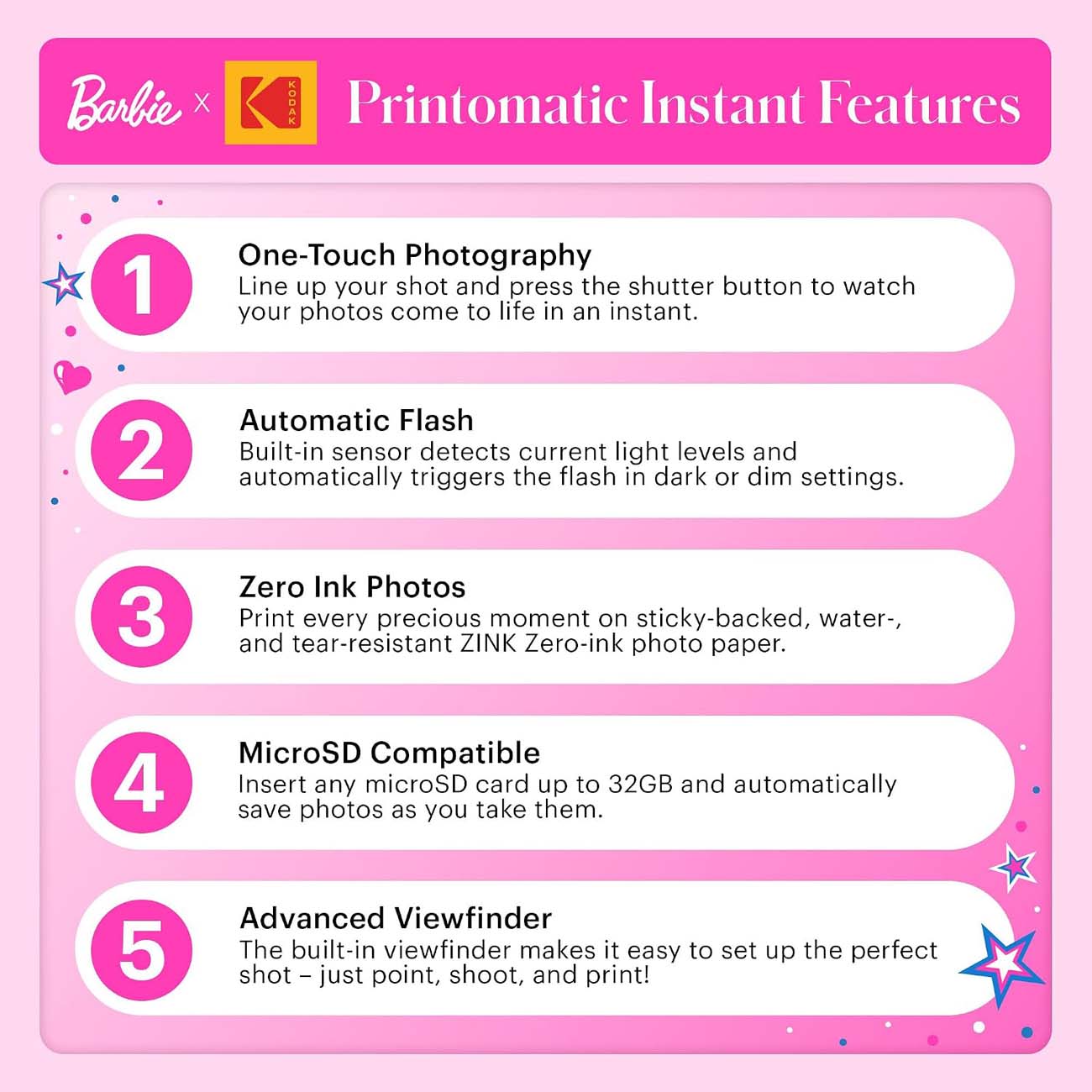نمای توضیحات دوربین چاپ فوری کداک KODAK Printomatic Full-Color Instant Print Digital Camera