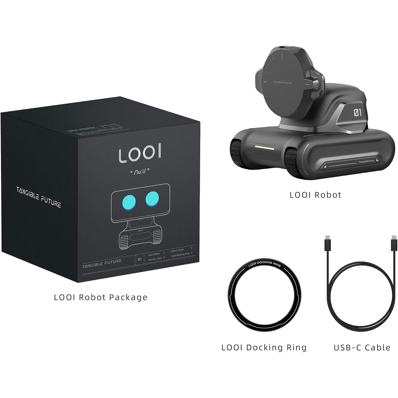 نمای اقلام ربات رومیزی هوش مصنوعی TangibleFuture LOOI Robot AI Desktop Companion with ChatGPT
