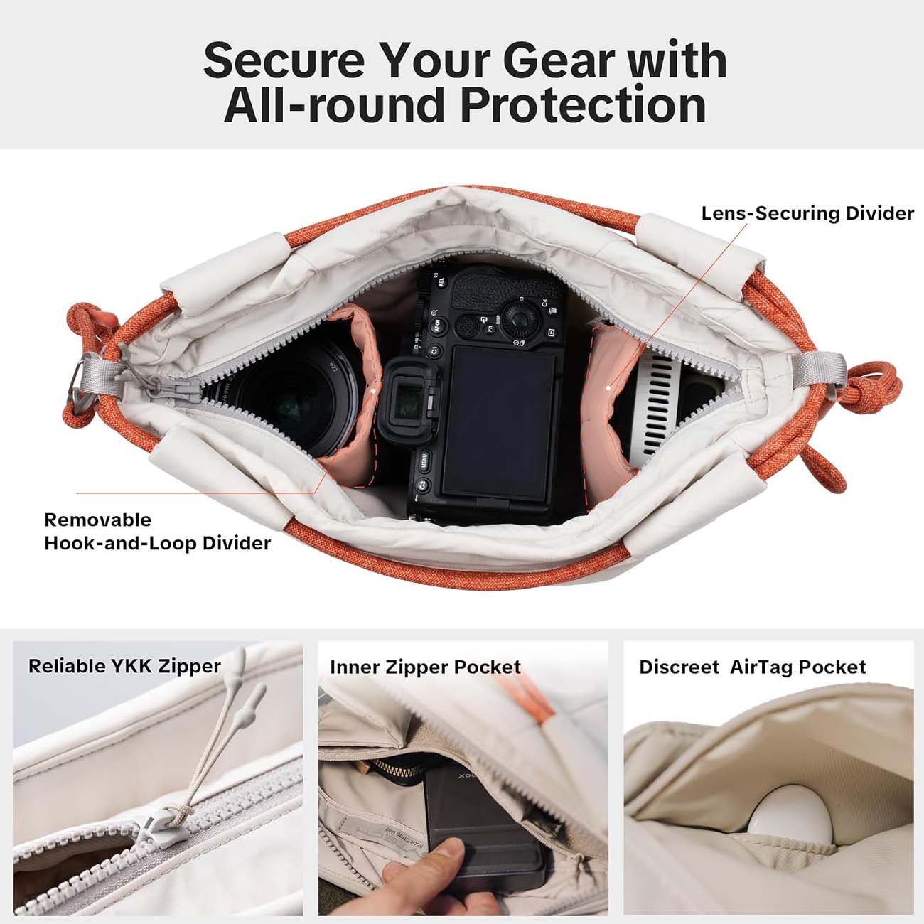 نمای داخلی کیف دوربین PGYTECH OneGo Rope Strap Camera Bag