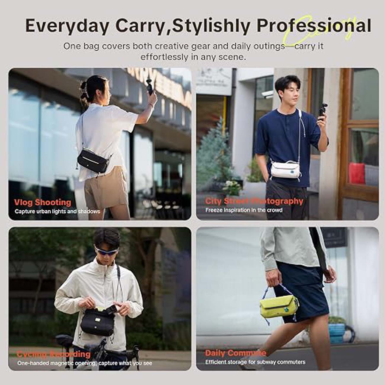 نمای کاربردی از کیف دوربین PGYTECH OneGo Pocket Sling Ultra Camera Bag