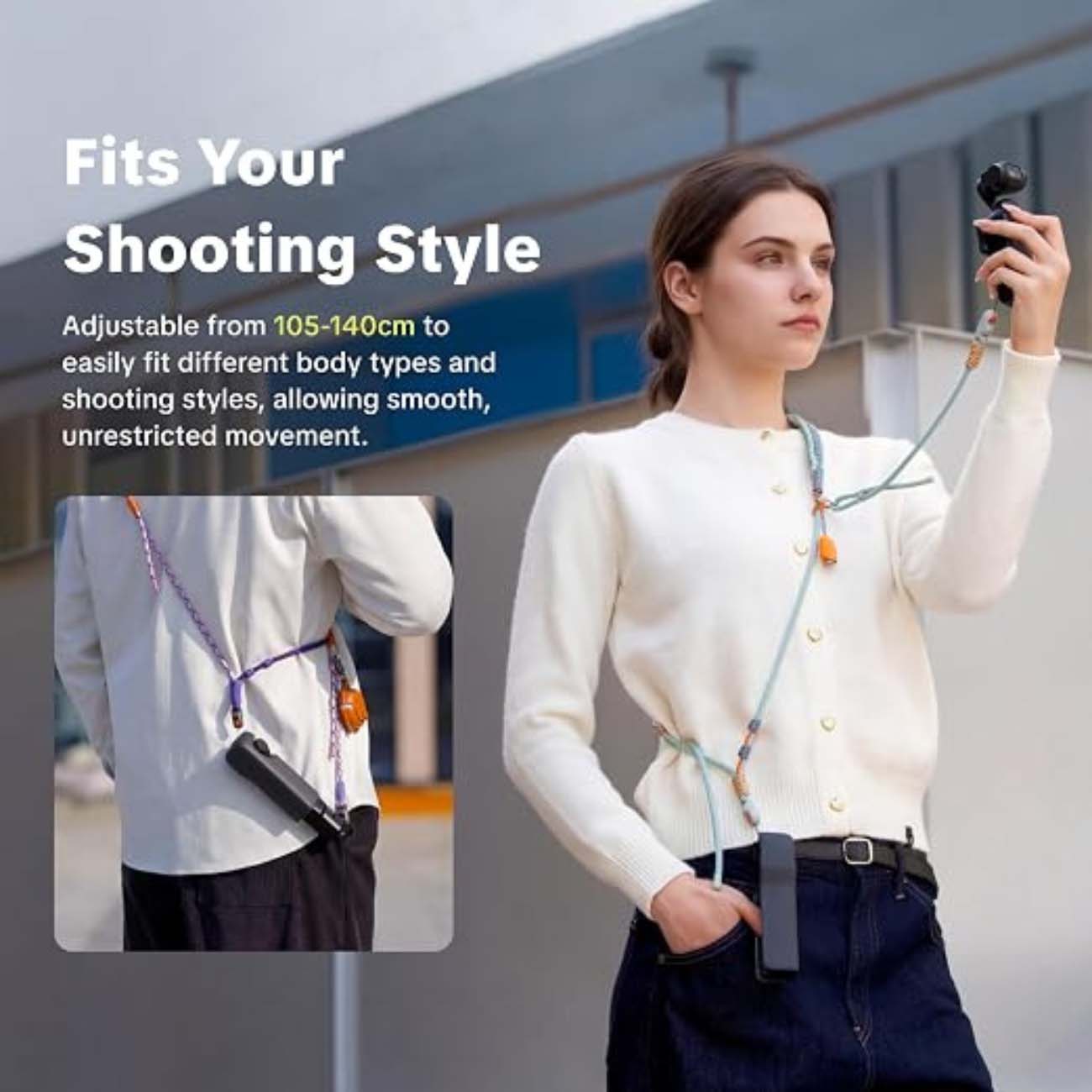 نمای کاربردی بند دوربین و گوشی PGYTECH Pocket-Series Camera Strap