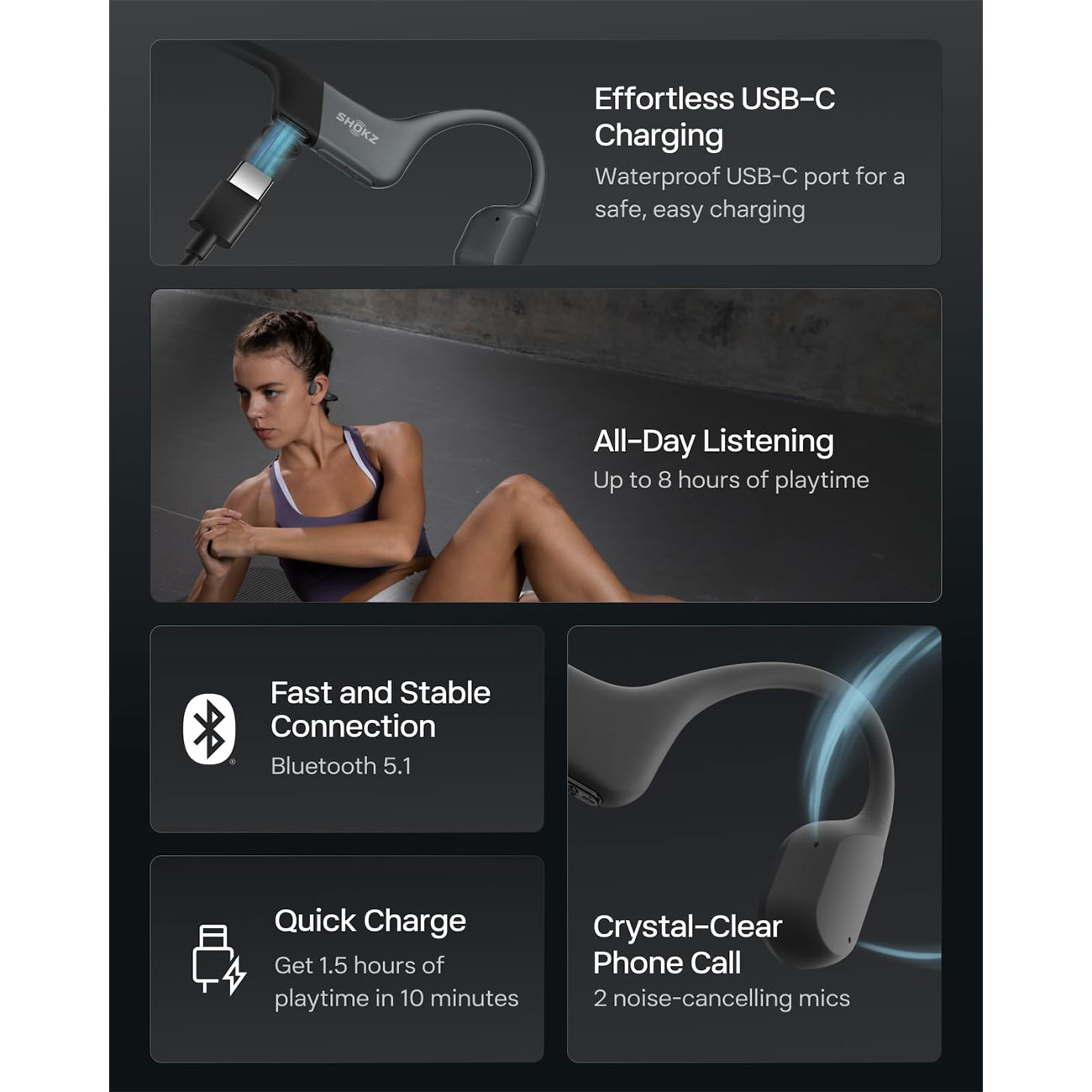 نمای توضیحات هدفون ورزشی ضدآب شوکز Shokz OpenRun Bone Conduction Bluetooth Sport Headphones