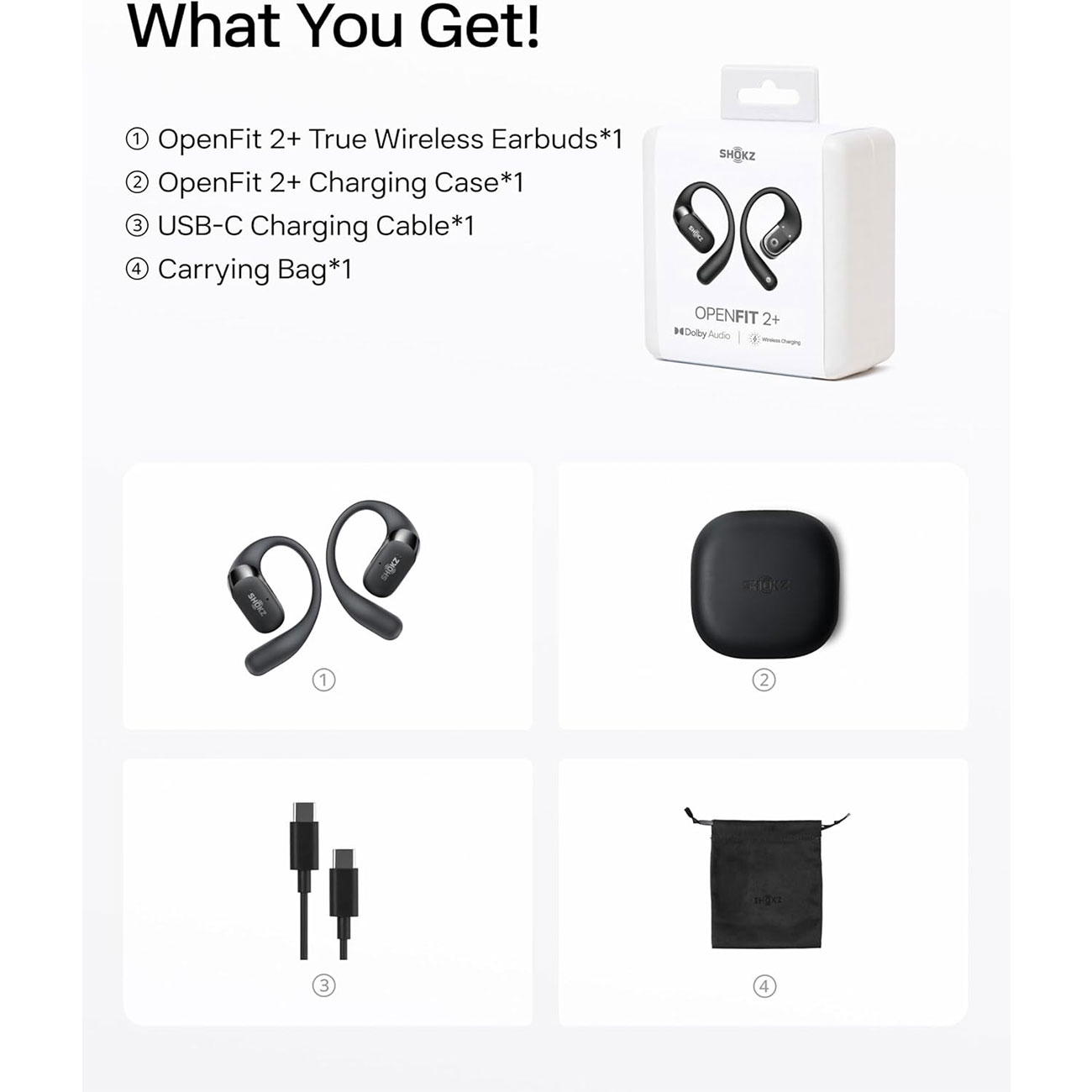 نمای اقلام هدفون بلوتوثی شوکز SHOKZ OpenFit 2+ Open-Ear True Wireless Earbuds