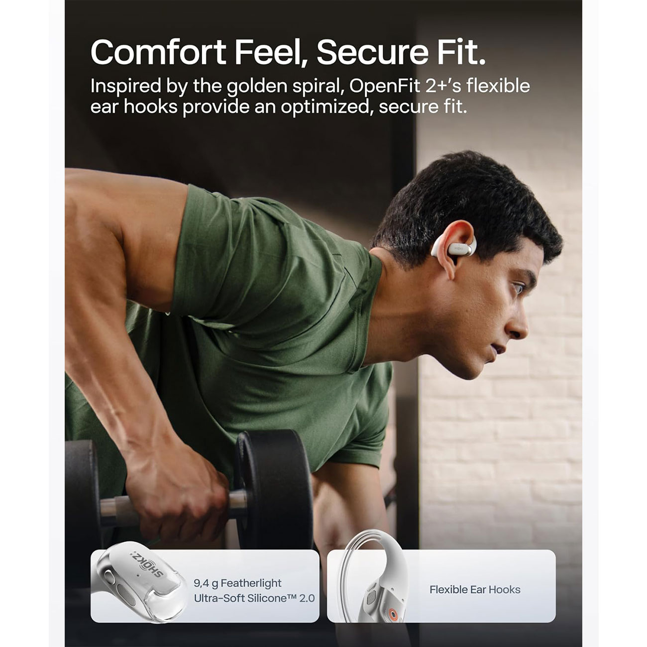 نمای کاربردی از هدفون بلوتوثی شوکز SHOKZ OpenFit 2+ Open-Ear True Wireless Earbuds