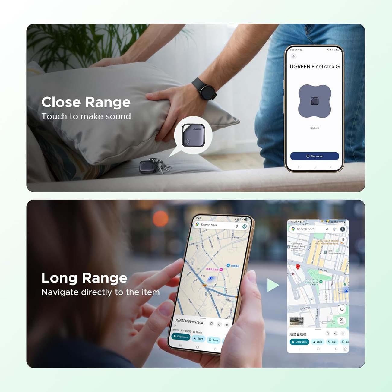 نمای کاربردی ردیاب بلوتوثی یوگرین UGREEN 4 Pieces FineTrack Bluetooth Tracker