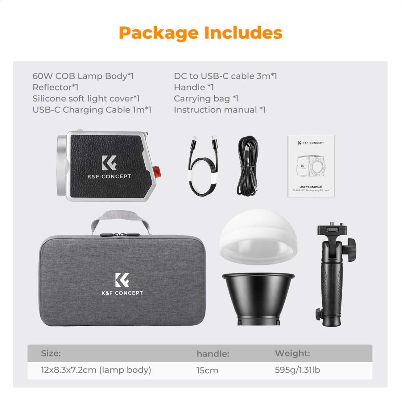 نمای اقلام نور ثابت ال ای دی K&F Concept PL-60B 60W Bi-Color COB Video Light