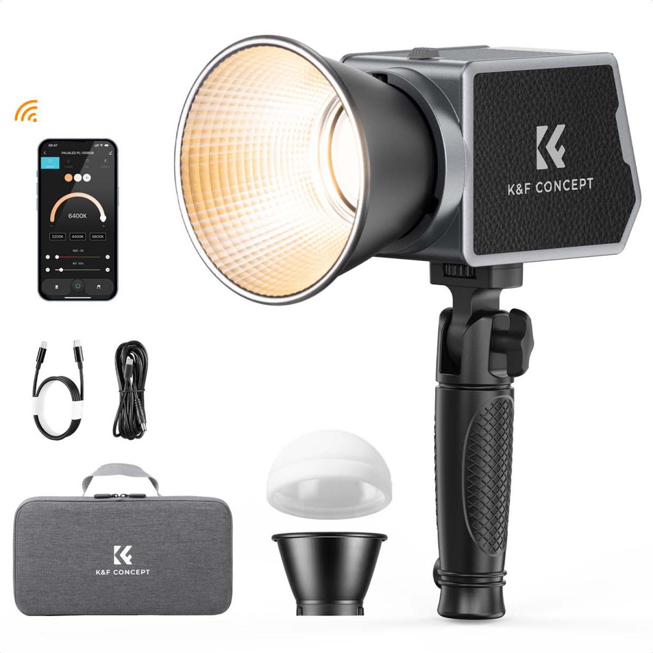 نمای کلی از نور ثابت ال ای دی K&F Concept PL-60B 60W Bi-Color COB Video Light