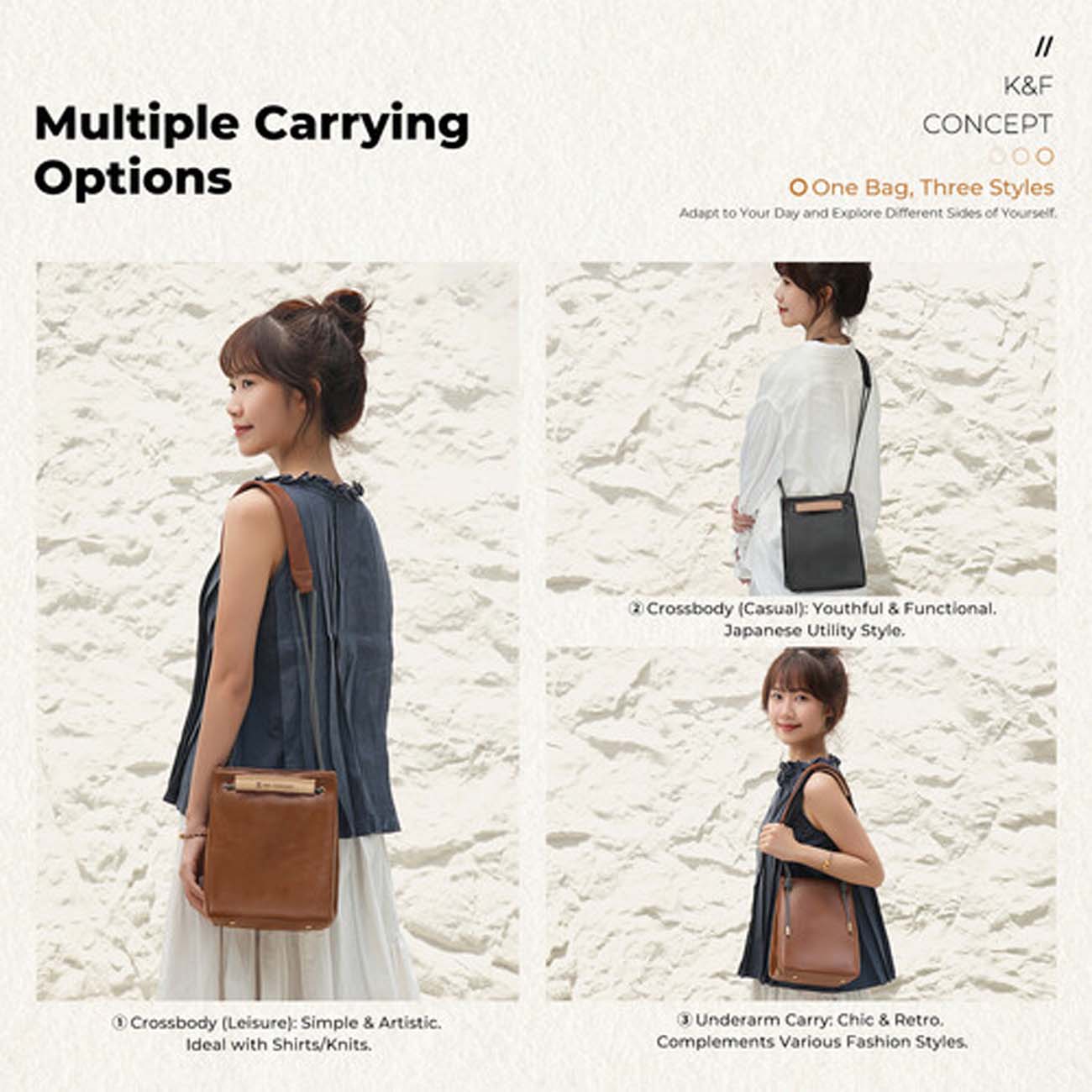 نمای کاربردی از کیف شانه ای کی اند اف K&F Concept KF13.224 Urban Wander Sling Bag