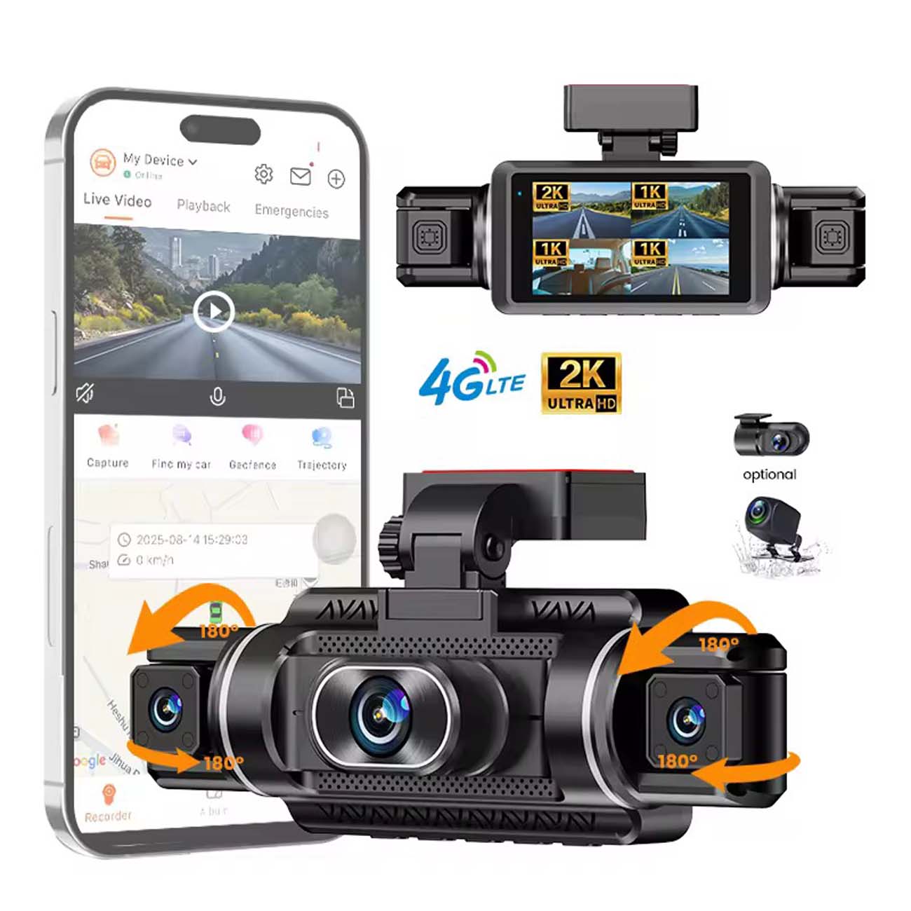 نمای کلی از دوربین ثبت وقایع خودرو M200 Smart 4G LTE Car Dash Camera