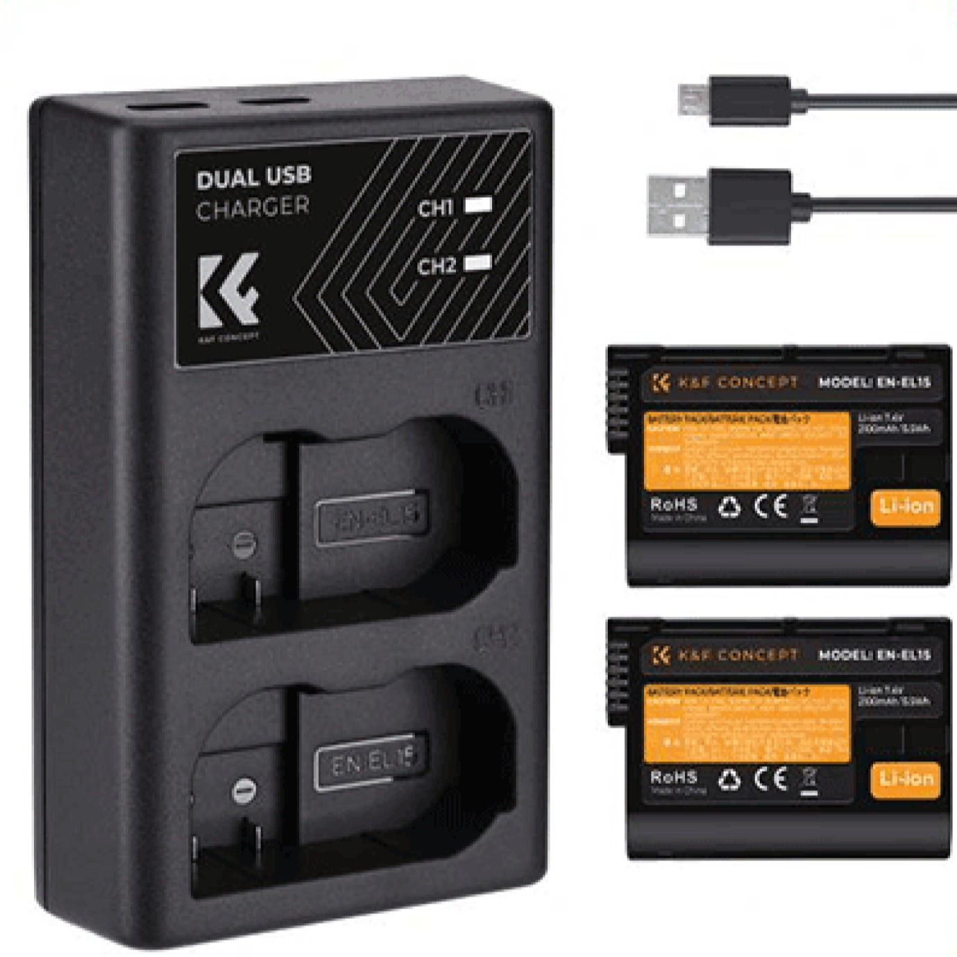 شارژر دوبل باتری کی اند اف K&F EN-EL15 Double battery charger