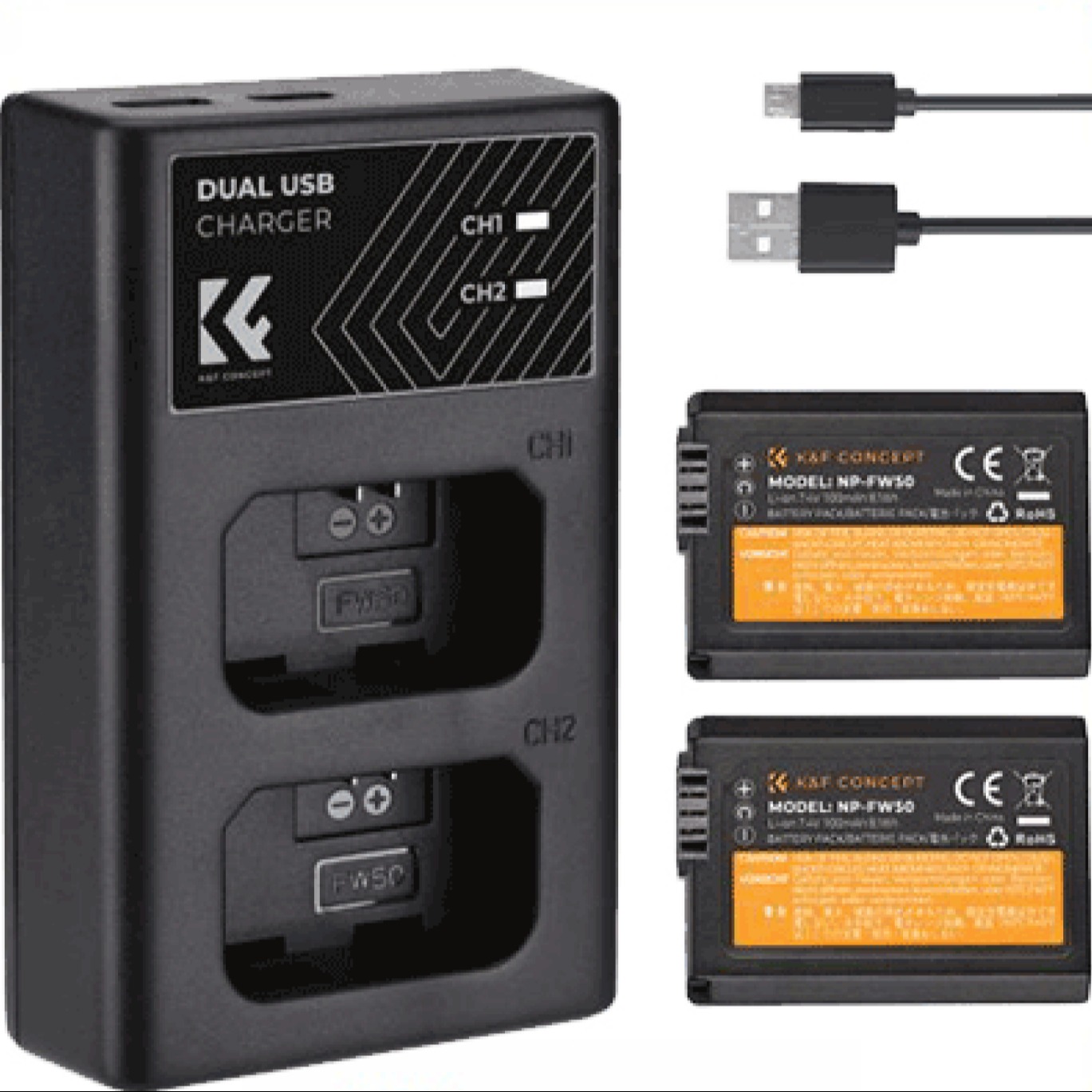 شارژر دوبل باتری کی اند اف K&F NP-FW50 Double battery charger