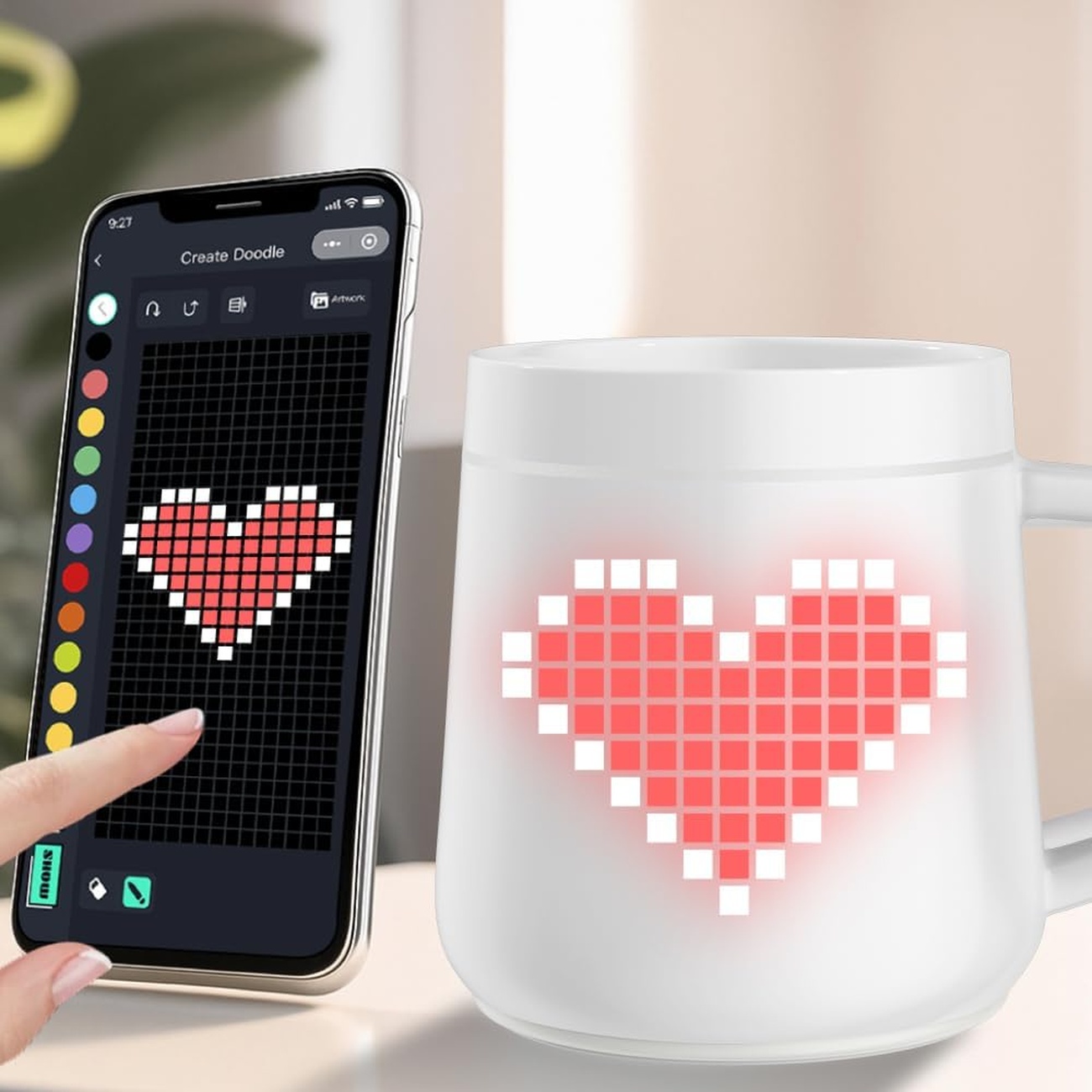 عکس از ویژگی های ماگ هوشمند پیکسل ماگ PixelMug P1 Smart Mug With LED