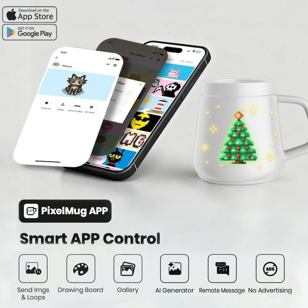 عکس از ویژگی های ماگ هوشمند پیکسل ماگ PixelMug P1 Smart Mug With LED