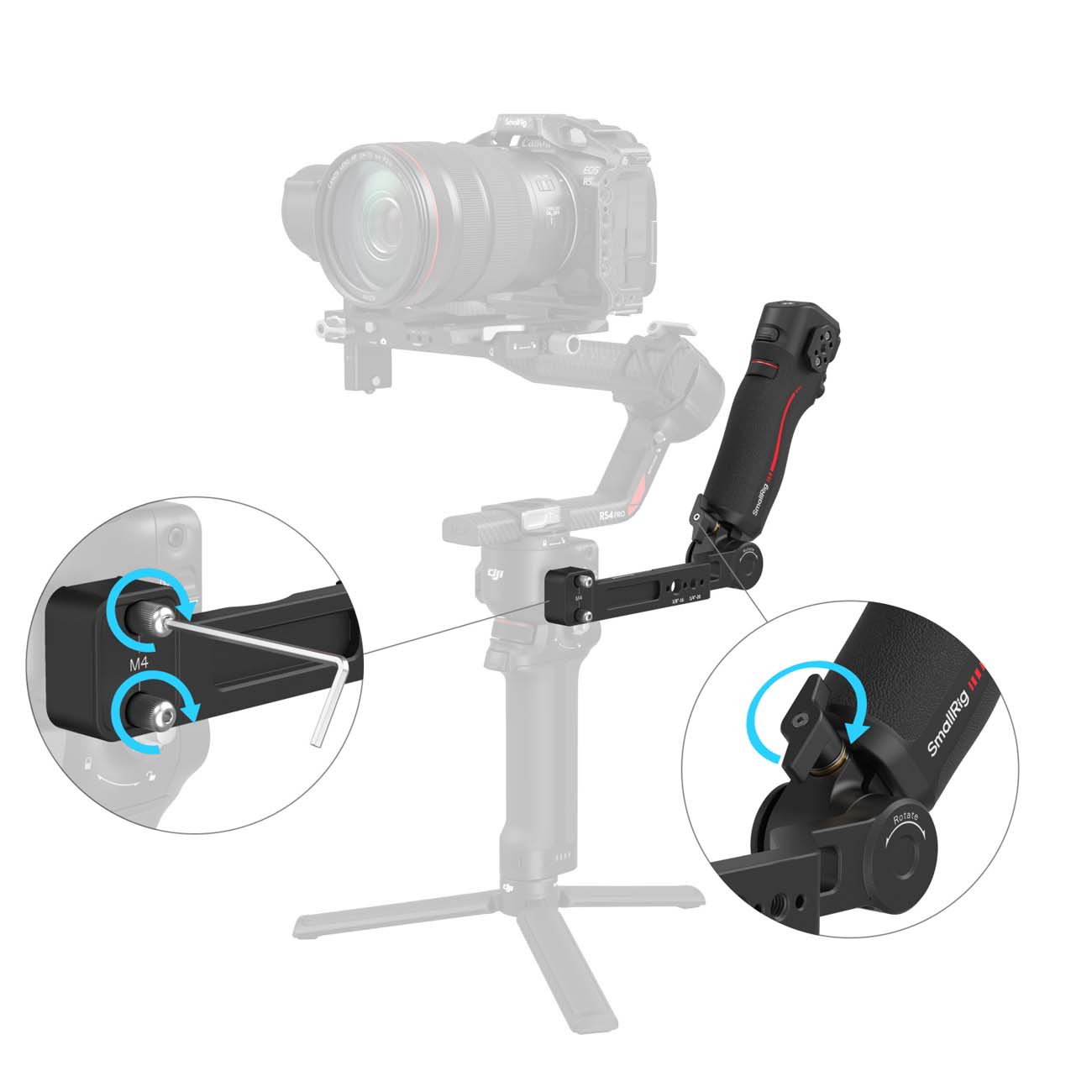 نمای کاربردی دسته کنترل فوکوس SmallRig Focus Control Sling Handle for DJI RS Series