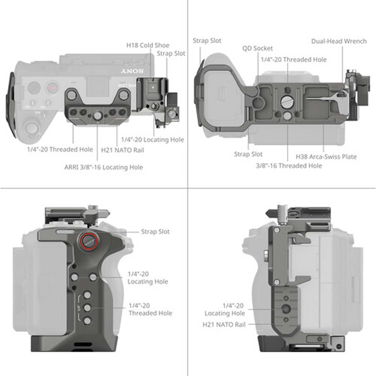 نمای توضیحات کیت کیج پیشرفته اسمال ریگ SmallRig HawkLock Quick Release Advanced Cage Kit for Sony FX