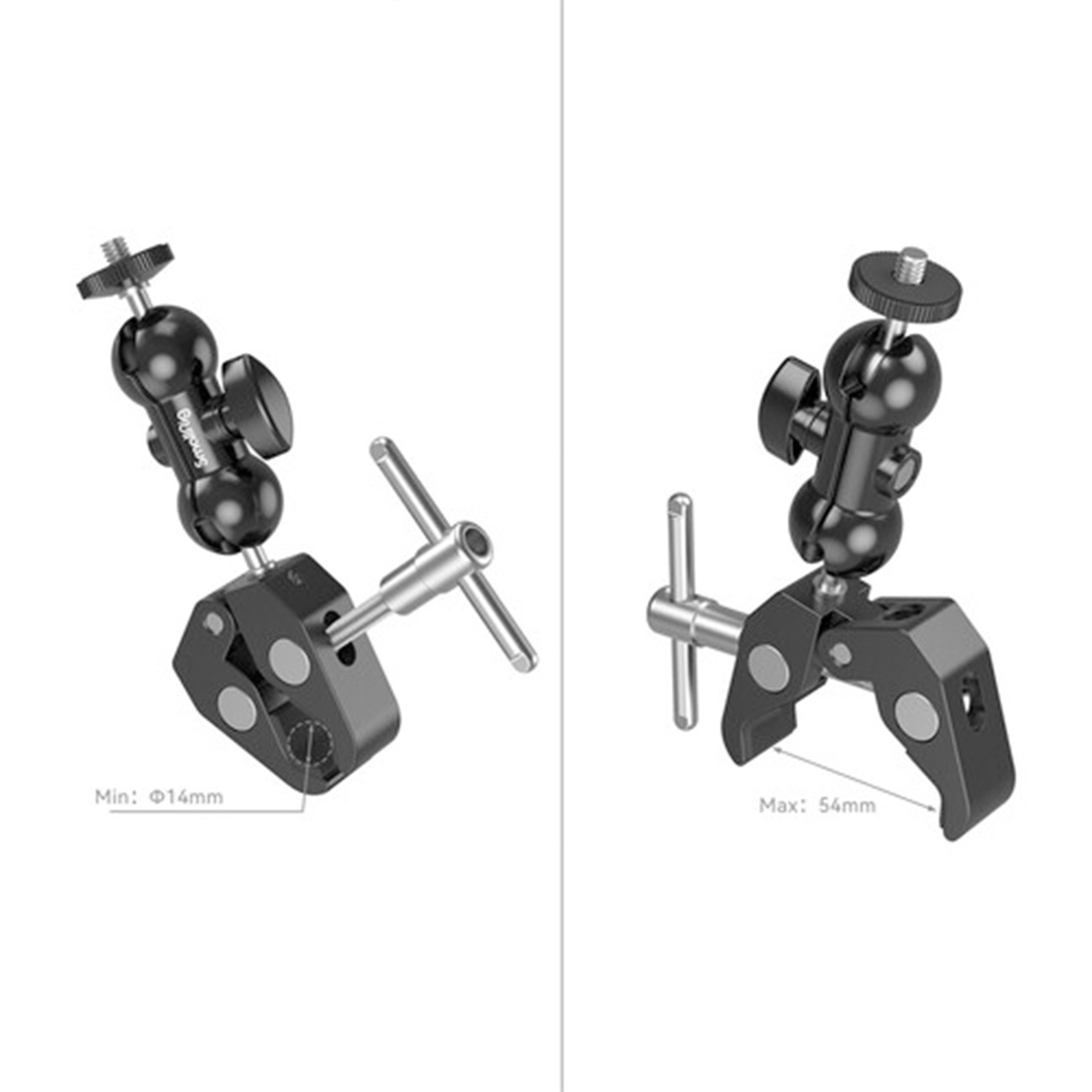 سایز گیره نگهدارنده خرچنگی اسمال ریگ SmallRig Crab Shaped Clamp with Ball Head Magic Arm