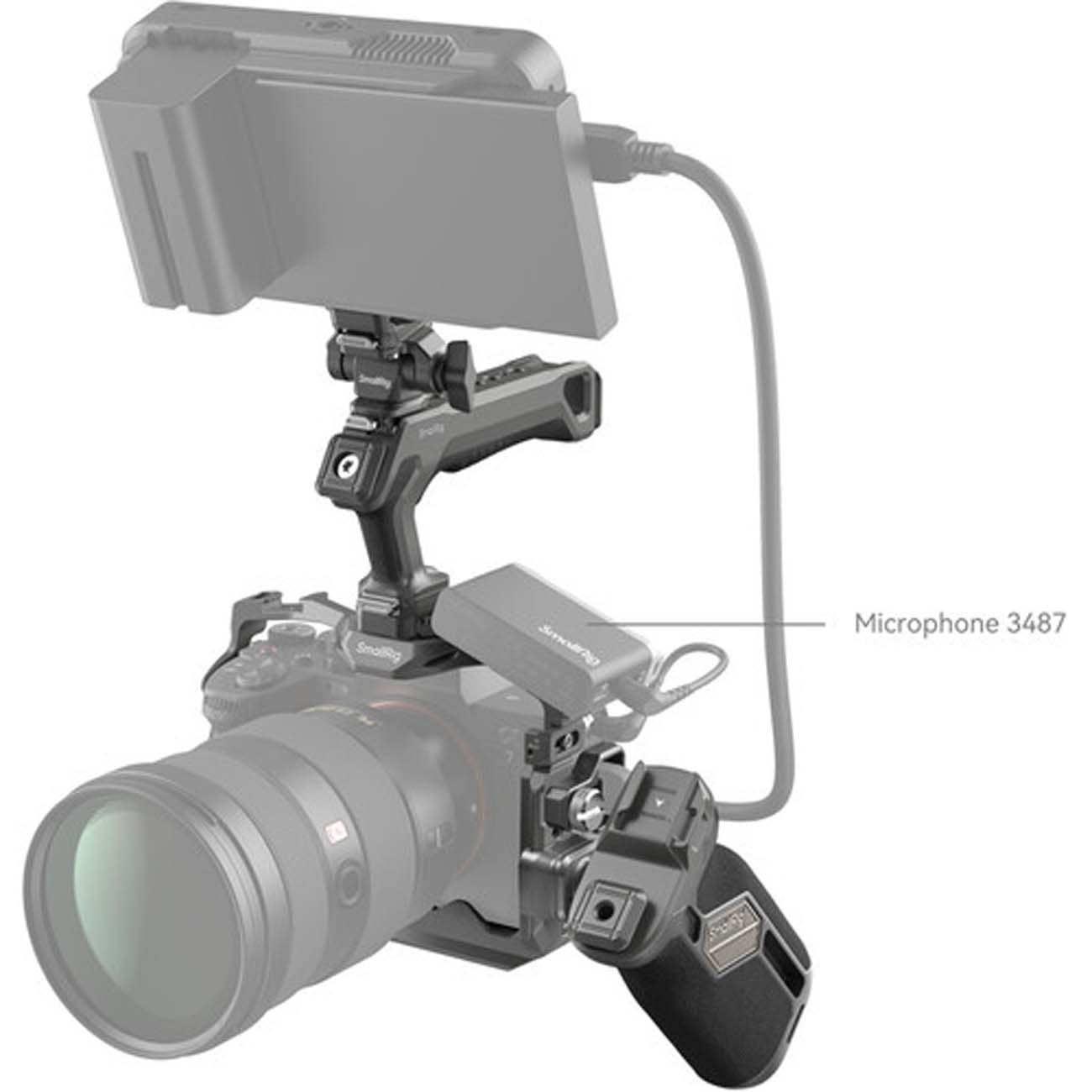 نمای کاربردی از کیج حرفه‌ای اسمال ریگ SmallRig HawkLock Quick Release Advanced Cage Kit for Sony a7R