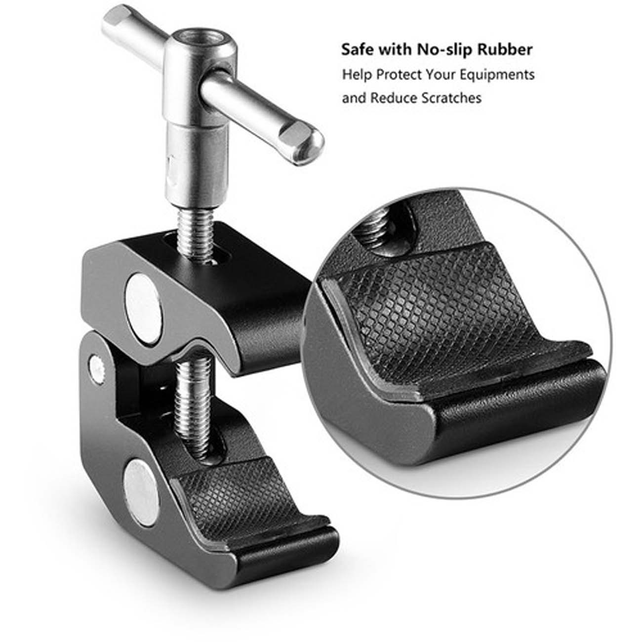 نمای توضیحات گیره نصب تجهیزات اسمال ریگ SmallRig Super Clamp with 1/4"-20 and 3/8"-16 Threads