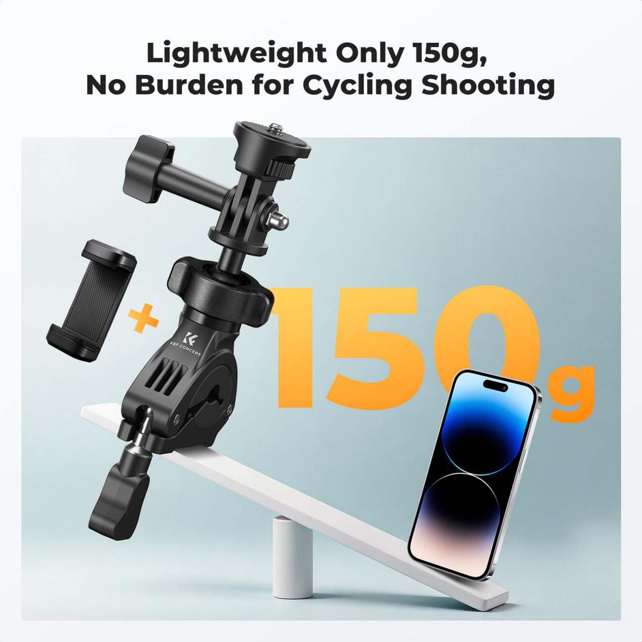 نمای کاربردی نگهدارنده دوربین اکشن K&F Concept KF31.205 Motorcycle Handlebar Camera Mount with 360° 