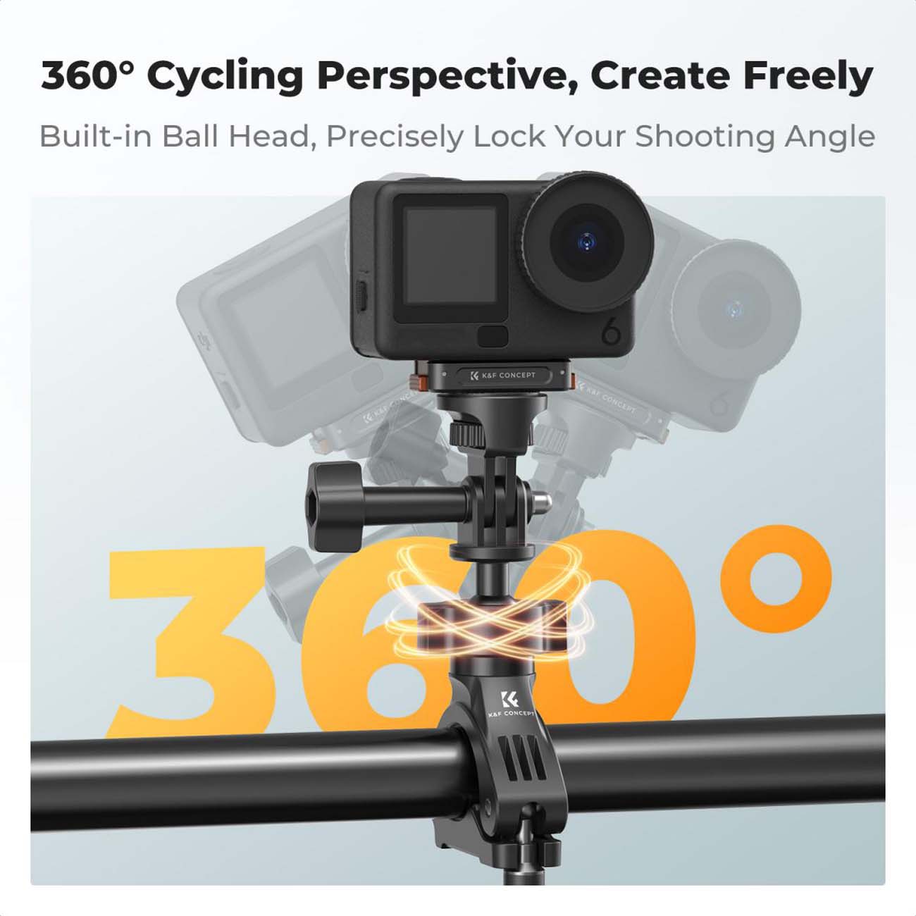 نمای کاربردی از پایه نگهدارنده دوربین اکشن K&F Concept KF31.205 Motorcycle Handlebar Camera Mount wi