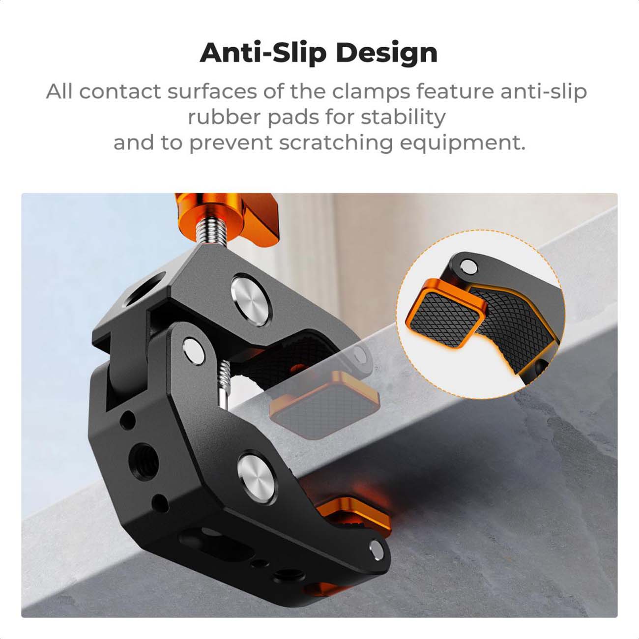 نمای توضیحات گیره دوربین K&F Concept KF31.218 Camera Mount Clamp Super Crab Clamp Rotatable Clamping