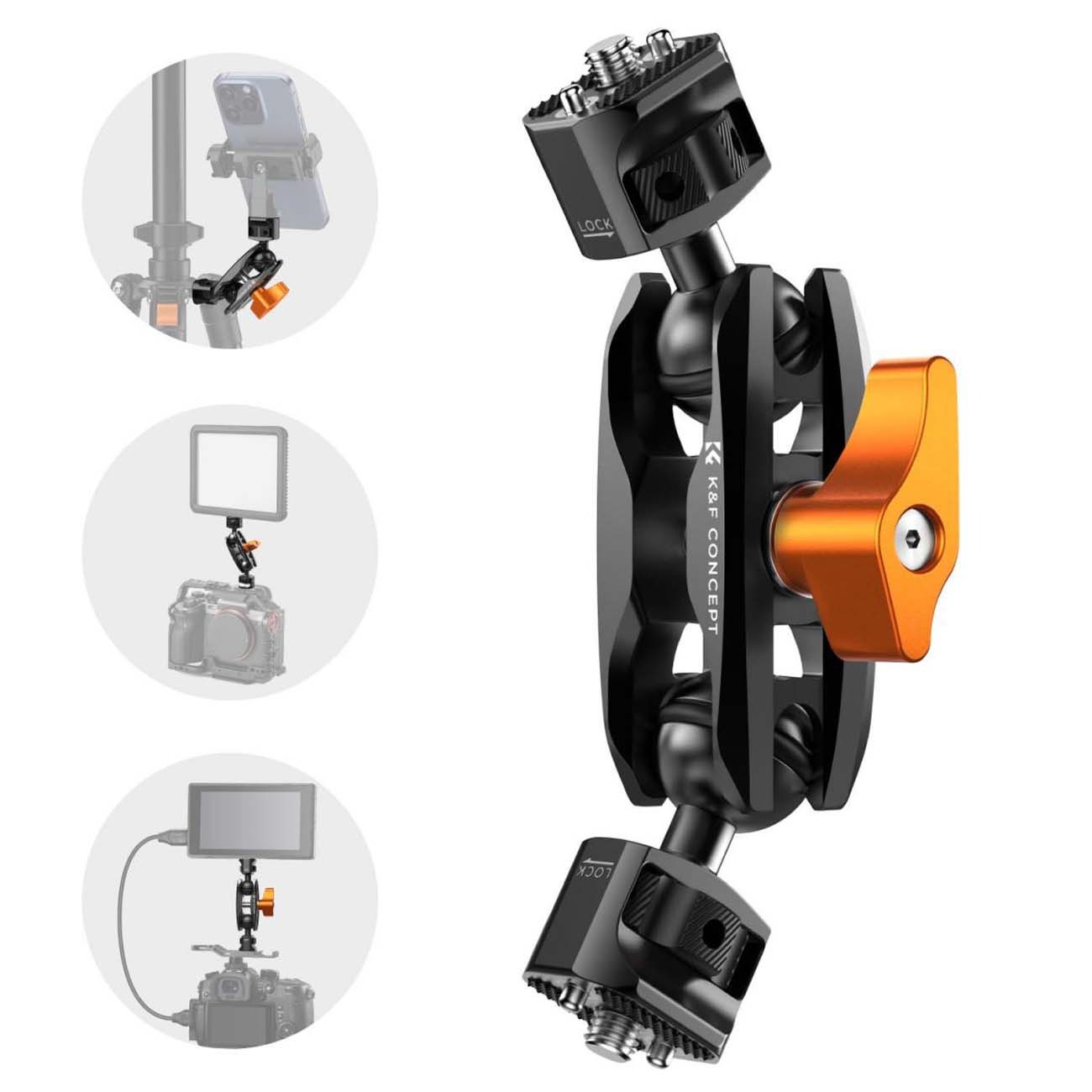 بازوی نصب تجهیزات عکاسی K&F Concept KF31.082V1 Dual Ball Heads Magic Arm Articulating Magic Arm