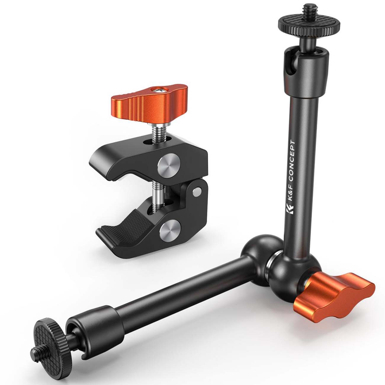 نمای کلی از بازو و گیره سوپرکلمپ K&F Concept 9.8inch Magic Arm Clamp Kit with 1/4inch & 3/8inch Thre