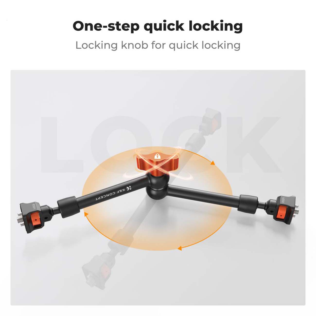 نمای کاربردی کیت بازوی جادویی و گیره سوپر کلمپ K&F Concept 11-Inch Magic Arm with Super Clamp & ARRI