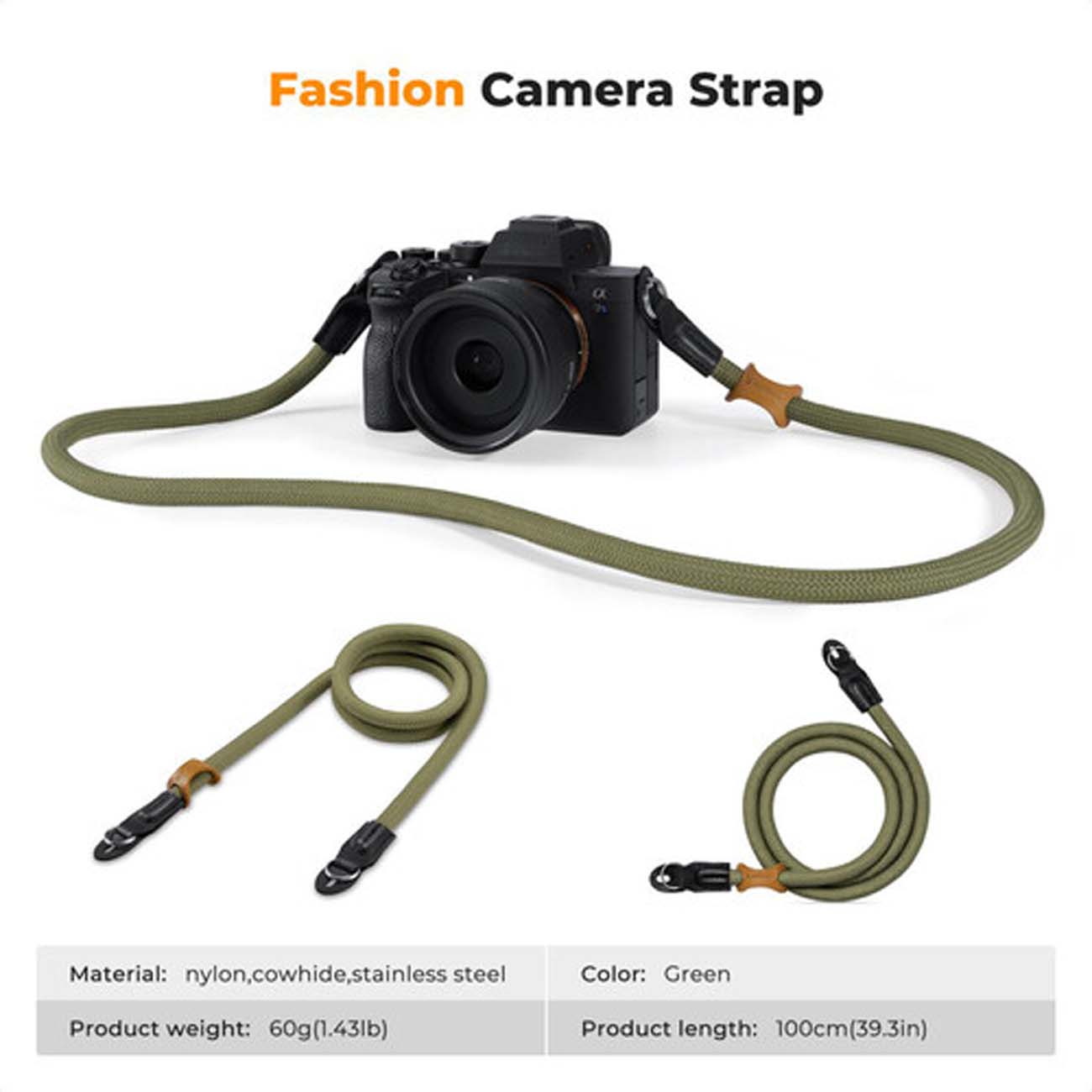 نمای توضیحات بند دوربین عکاسی سبز K&F Concept Urban Wander Camera Strap