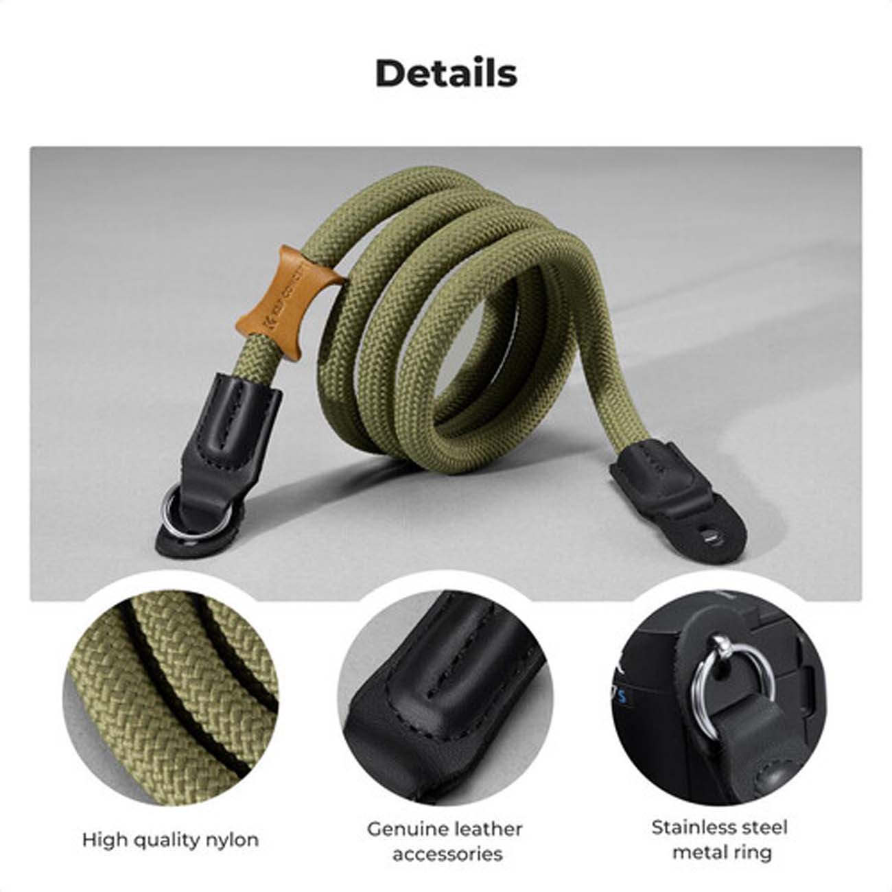 نمای کاربردی از بند دوربین عکاسی سبز K&F Concept Urban Wander Camera Strap