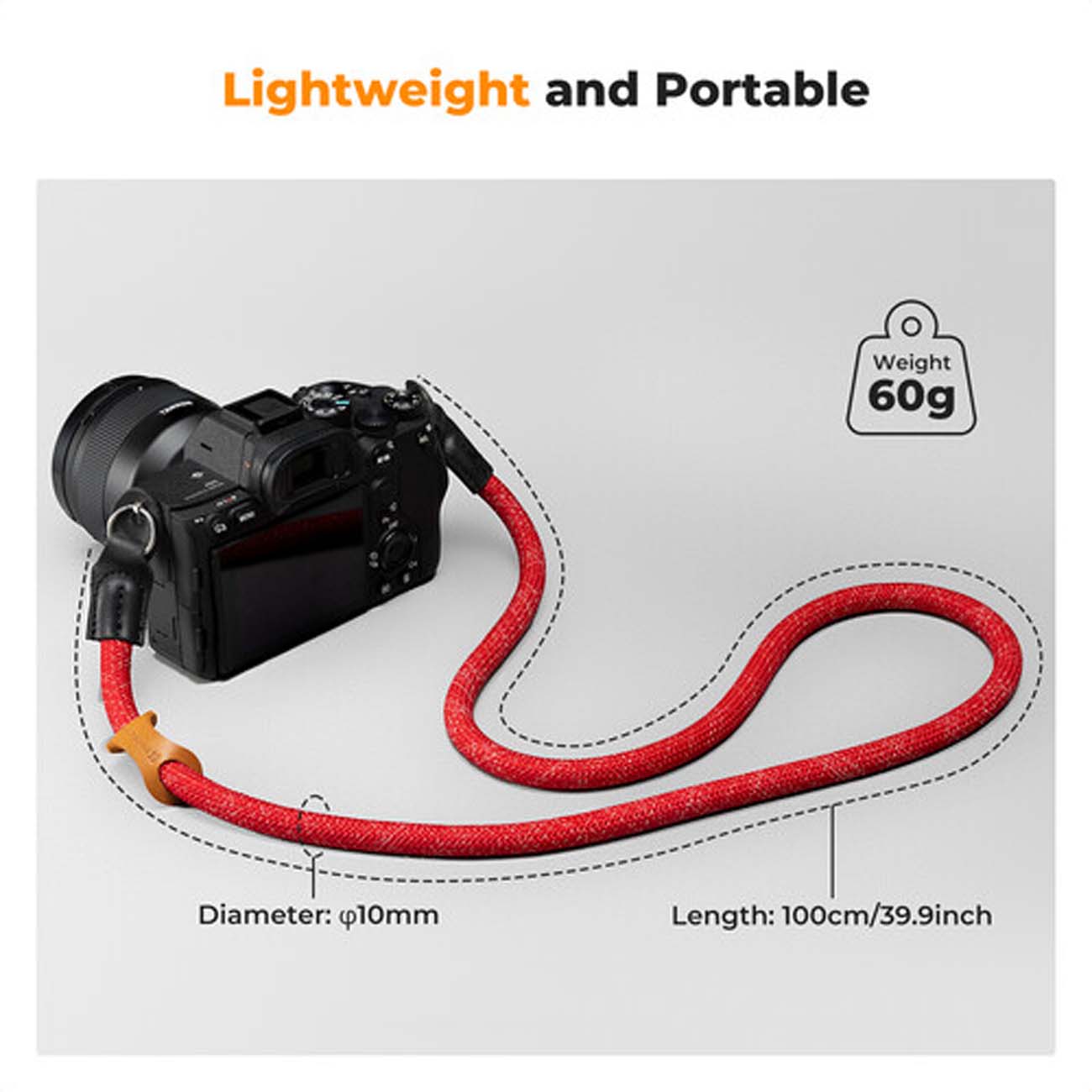 نمای کاربردی بند دوربین عکاسی قرمز K&F Concept Urban Wander Camera Strap