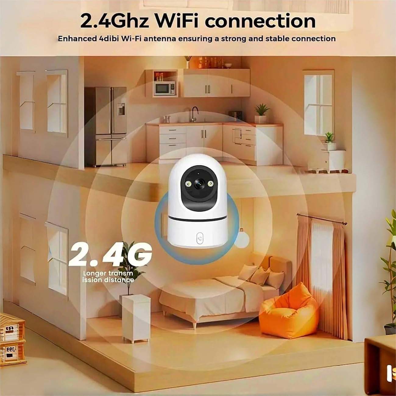 نمای کاربردی از دوربین بیبی کم تک لنز 5MP One-Touch Call Indoor Baby Monitor WiFi PTZ Camera