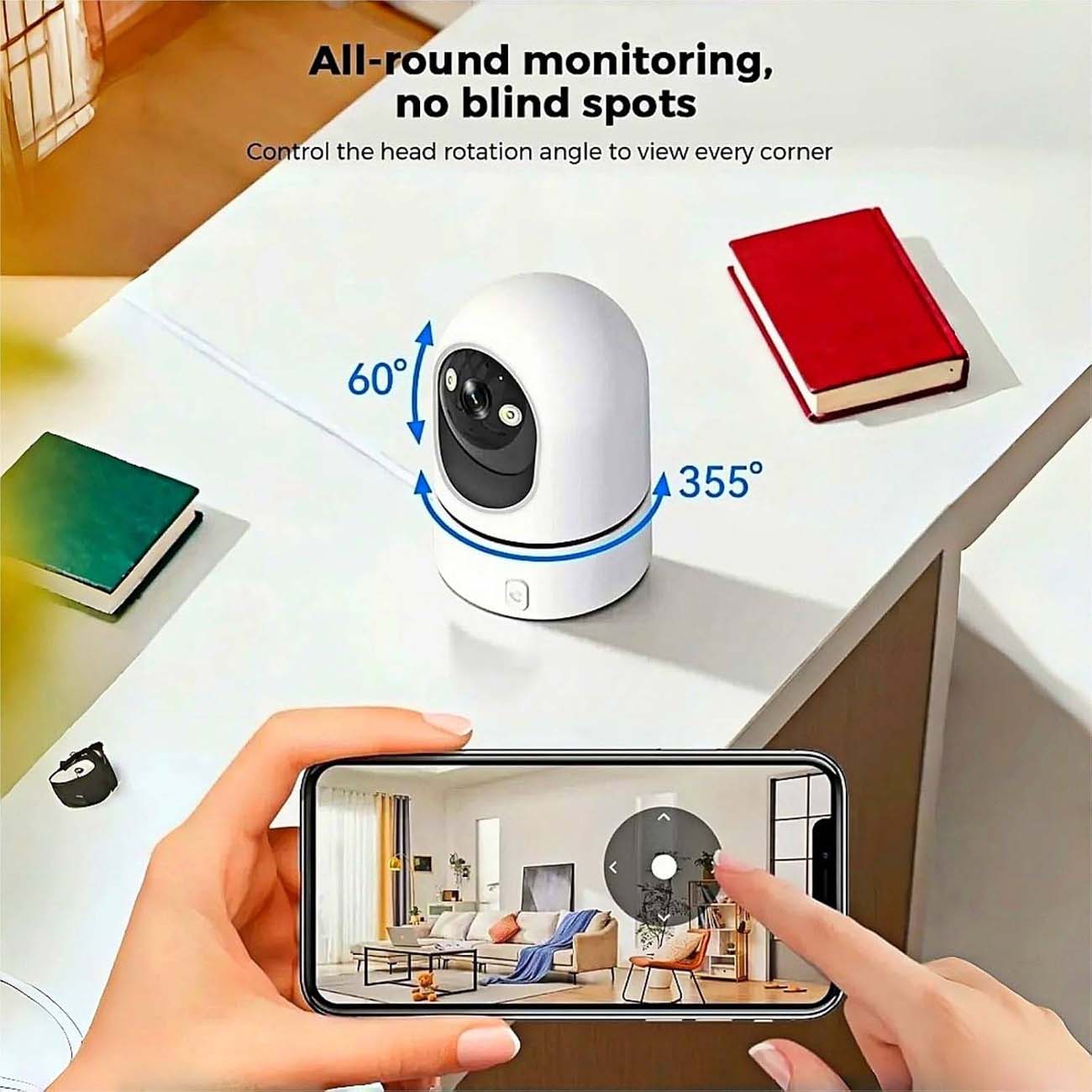 نمای کاربردی دوربین بیبی کم تک لنز 5MP One-Touch Call Indoor Baby Monitor WiFi PTZ Camera