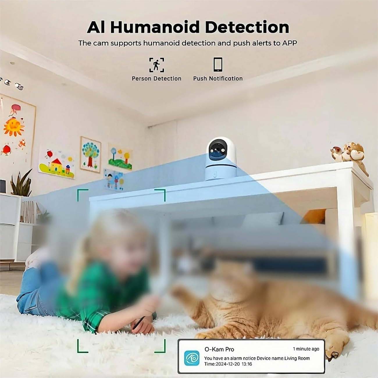 نمای کاربردی دوربین مداربسته تک لنز 5MP One-Touch Call Indoor Baby Monitor WiFi PTZ Camera