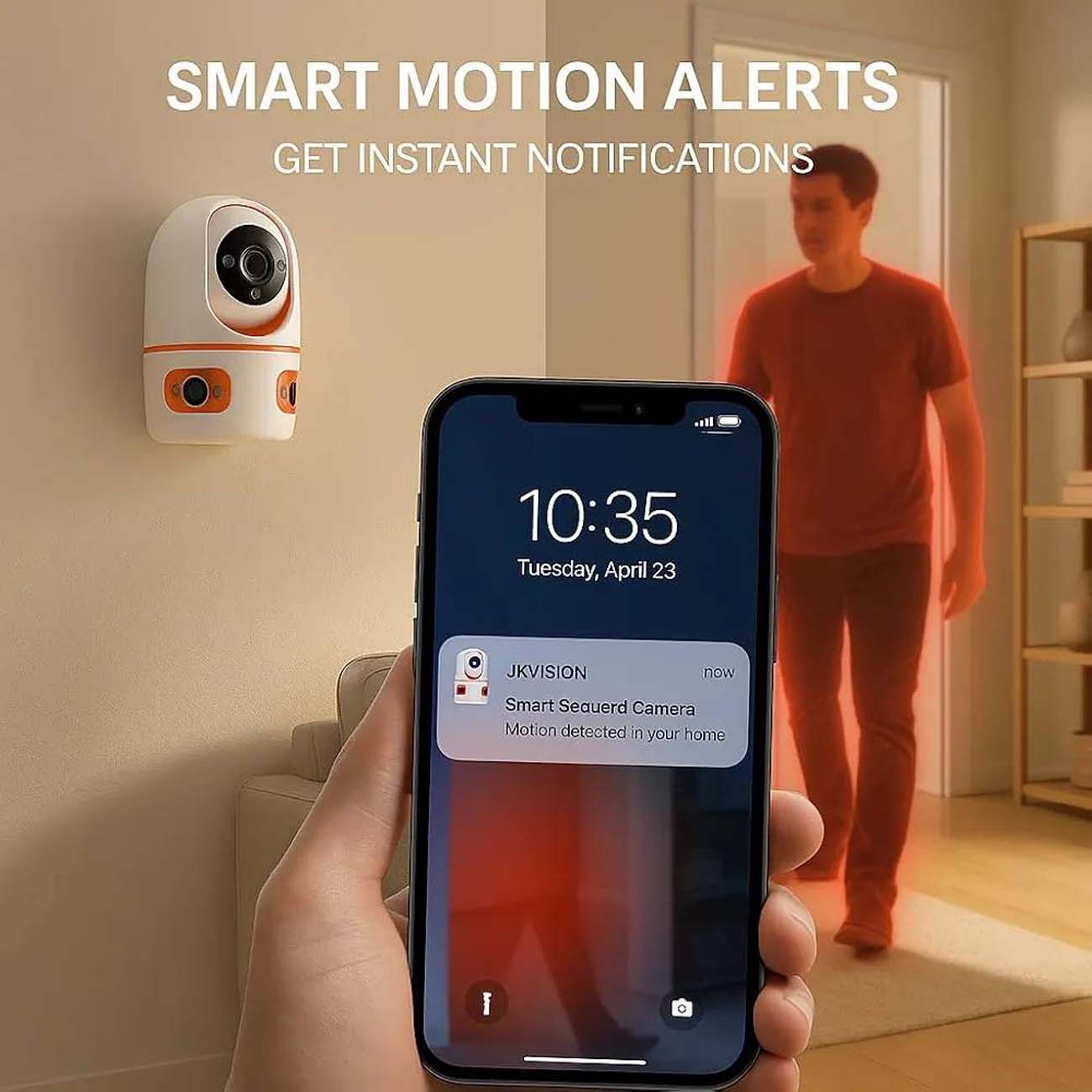 نمای کاربردی دوربین بیبی کم سه لنز JK Vision V380 3-Lens Camera Smart WiFi 1080P Full HD Indoor Secu