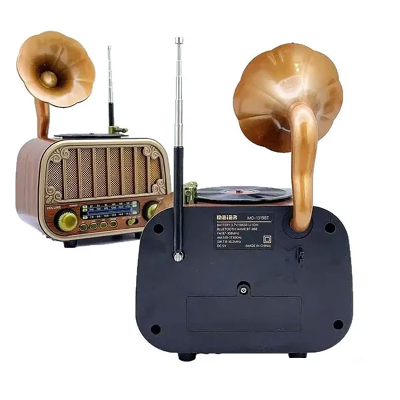 نمای پشت رادیو گرامافونی مییر Meier MD-1319BT Retro Gramophone Radio