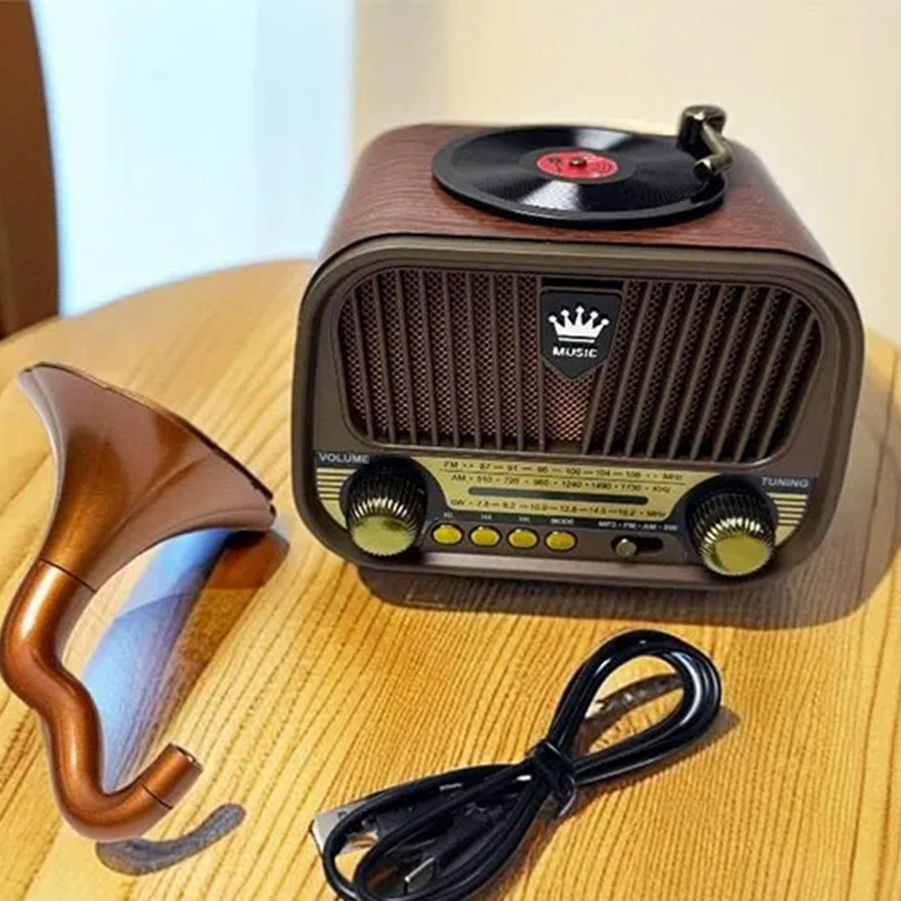نمای کاربردی رادیو گرامافونی مییر Meier MD-1319BT Retro Gramophone Radio